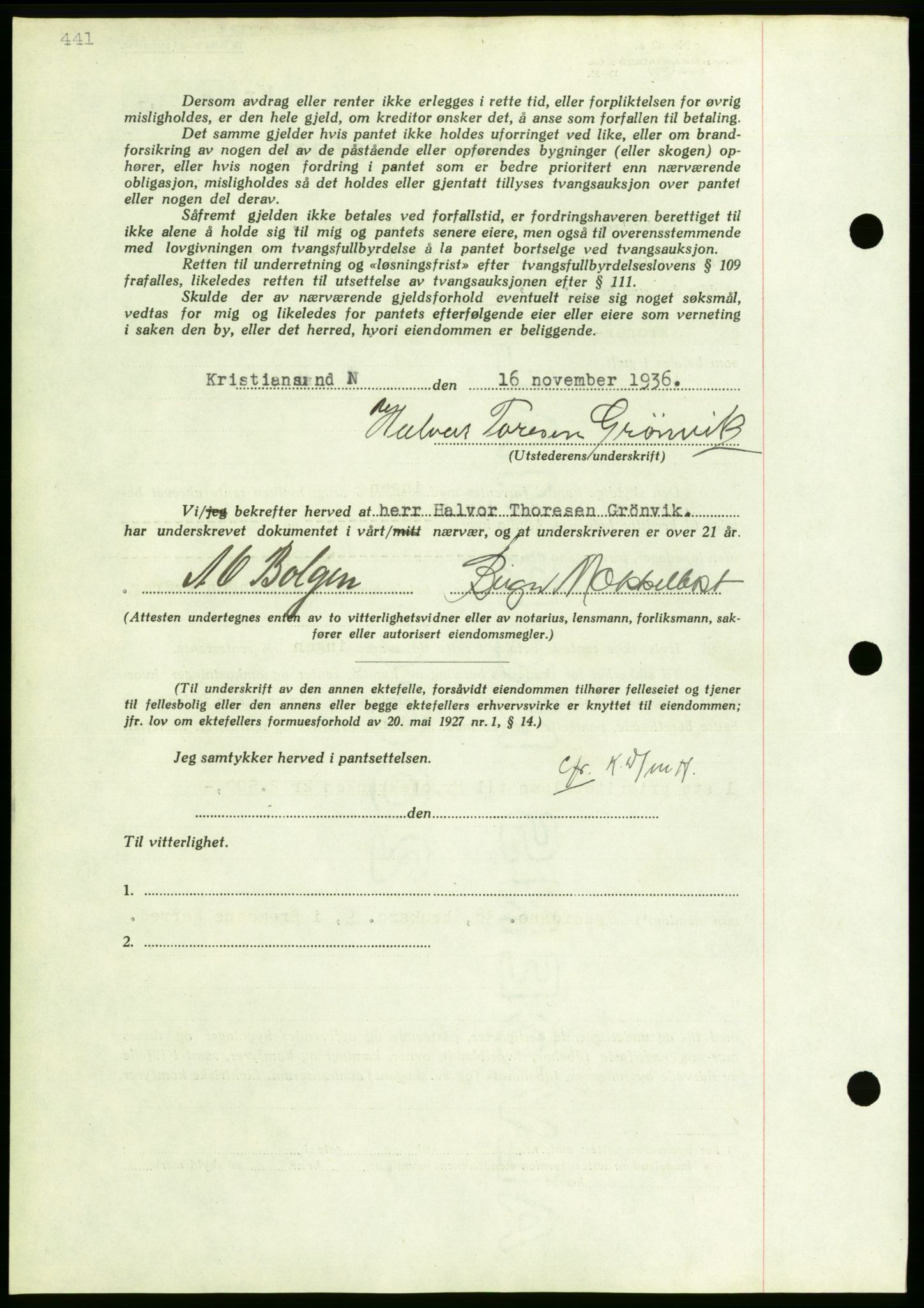 Nordmøre sorenskriveri, AV/SAT-A-4132/1/2/2Ca/L0090: Mortgage book no. B80, 1936-1937, Diary no: : 2616/1936