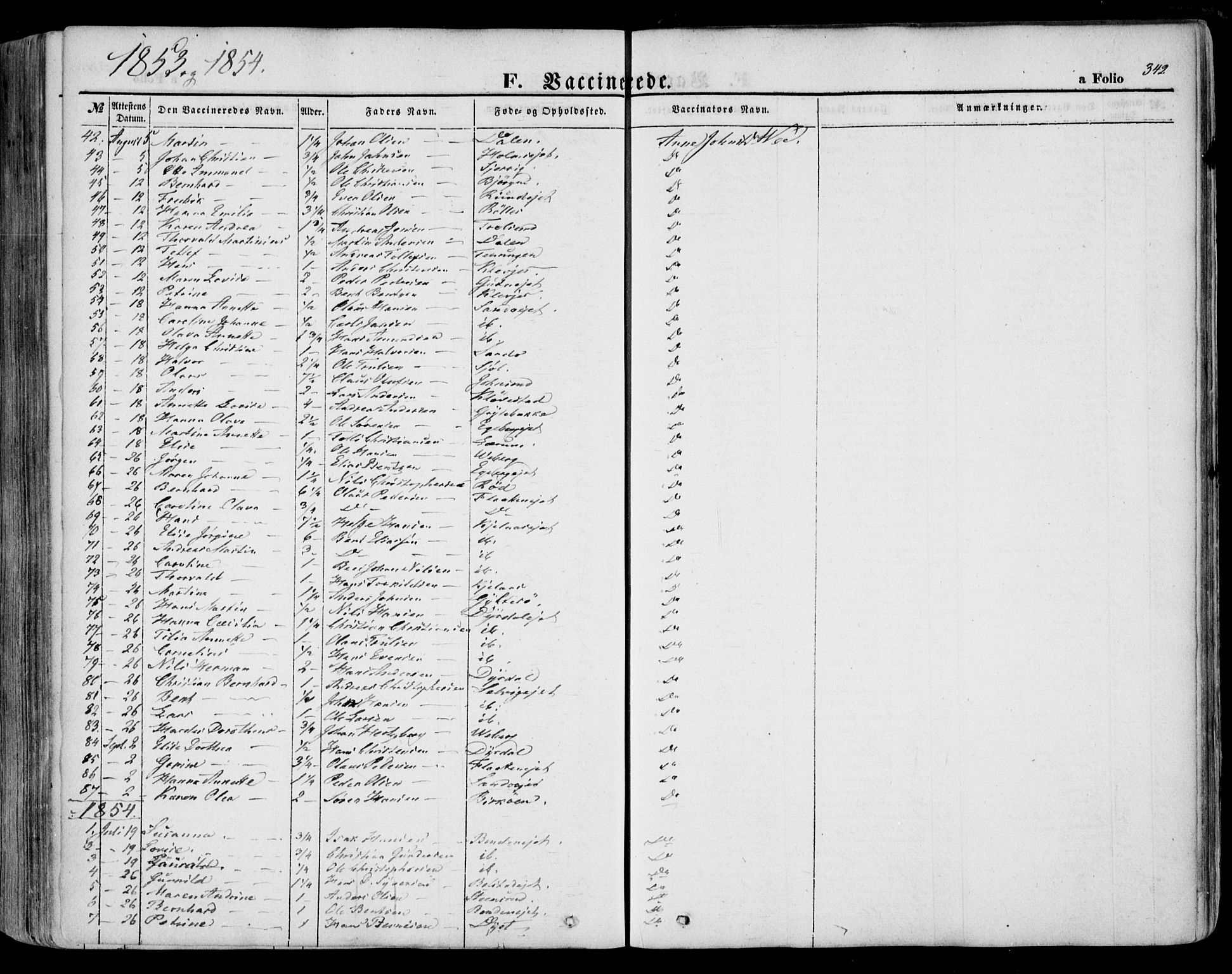 Sande Kirkebøker, SAKO/A-53/F/Fa/L0004: Parish register (official) no. 4, 1847-1864, p. 342