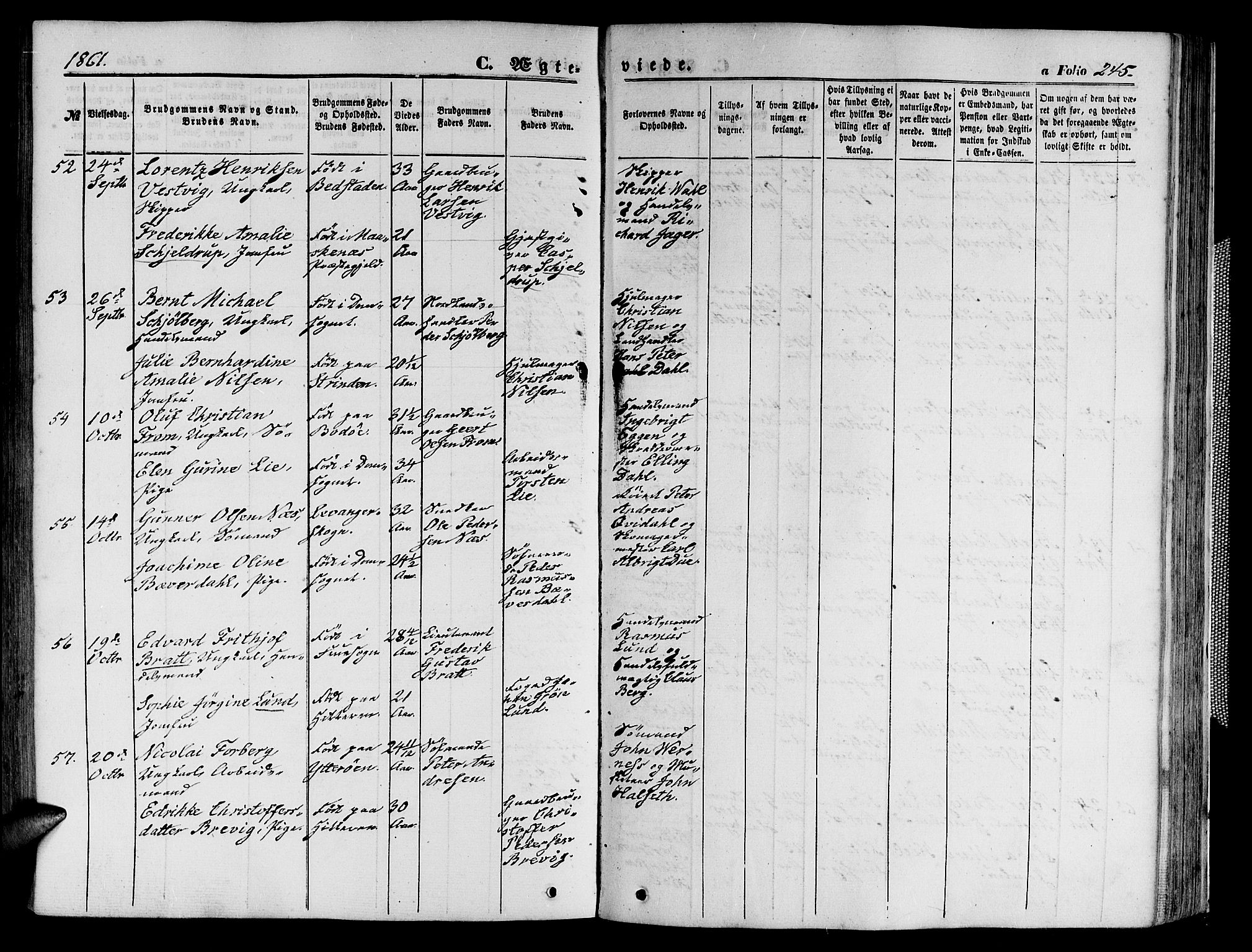 Ministerialprotokoller, klokkerbøker og fødselsregistre - Sør-Trøndelag, SAT/A-1456/602/L0139: Parish register (copy) no. 602C07, 1859-1864, p. 245