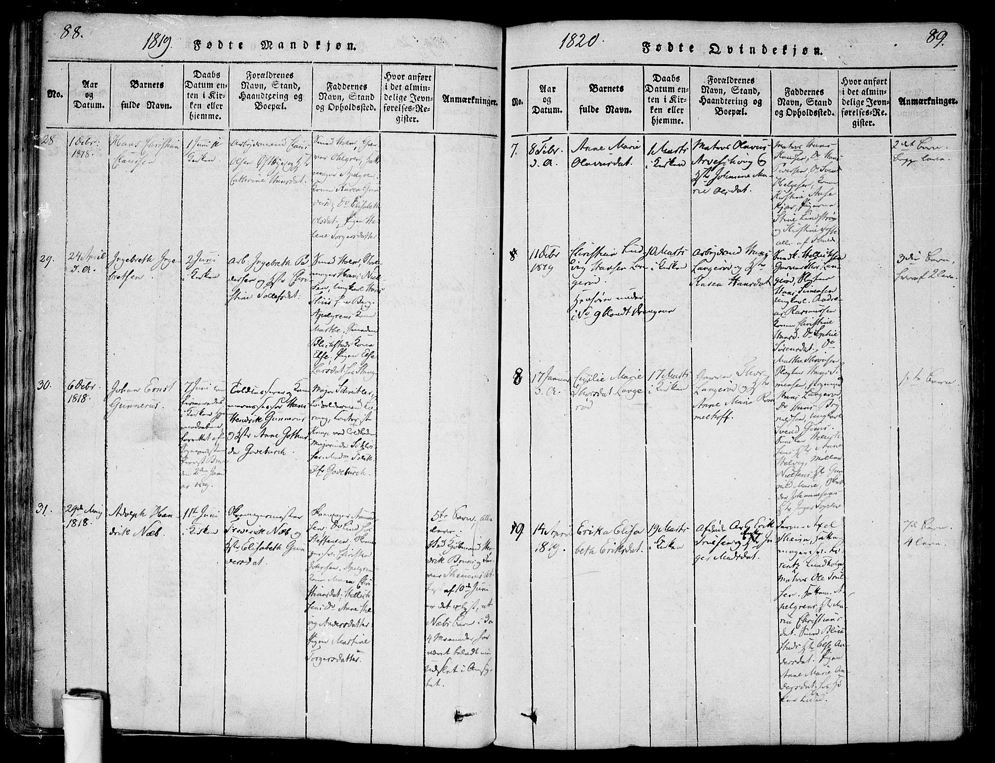 Halden prestekontor Kirkebøker, SAO/A-10909/F/Fa/L0003: Parish register (official) no. I 3, 1815-1834, p. 88-89