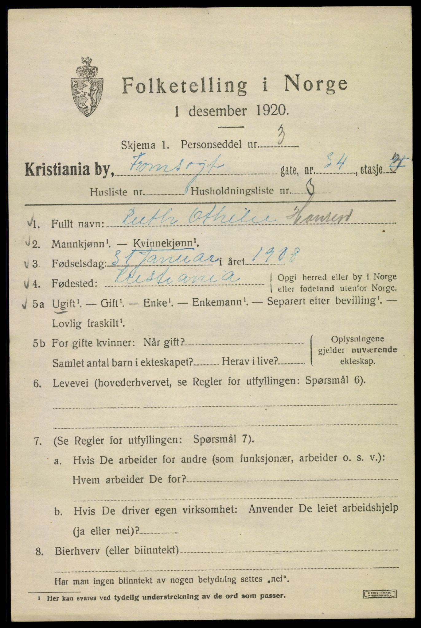 SAO, 1920 census for Kristiania, 1920, p. 598369