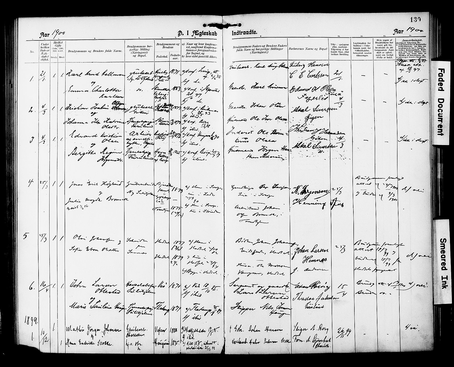 Ministerialprotokoller, klokkerbøker og fødselsregistre - Nordland, SAT/A-1459/850/L0709: Parish register (official) no. 850A01, 1899-1909, p. 130