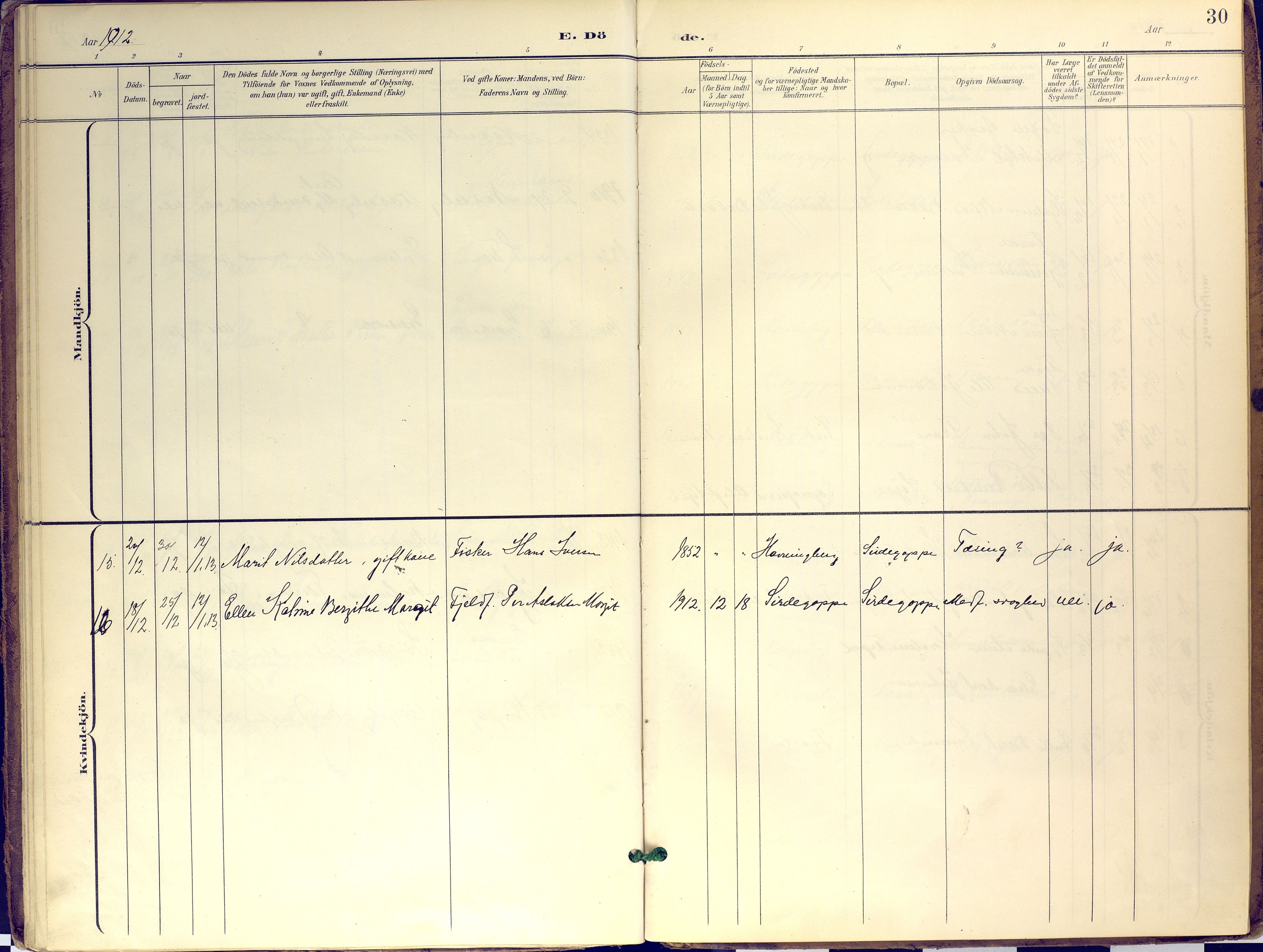 Nesseby sokneprestkontor, SATØ/S-1330/H/Ha/L0007kirke: Parish register (official) no. 7, 1898-1921, p. 30