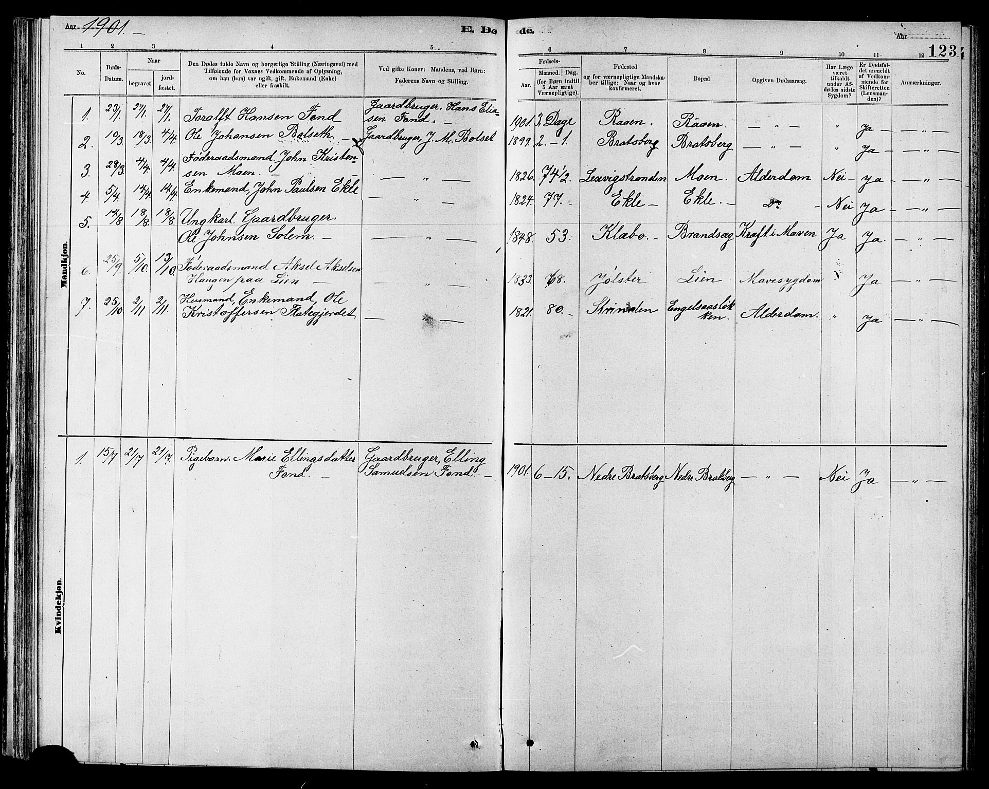 Ministerialprotokoller, klokkerbøker og fødselsregistre - Sør-Trøndelag, AV/SAT-A-1456/608/L0341: Parish register (copy) no. 608C07, 1890-1912, p. 123