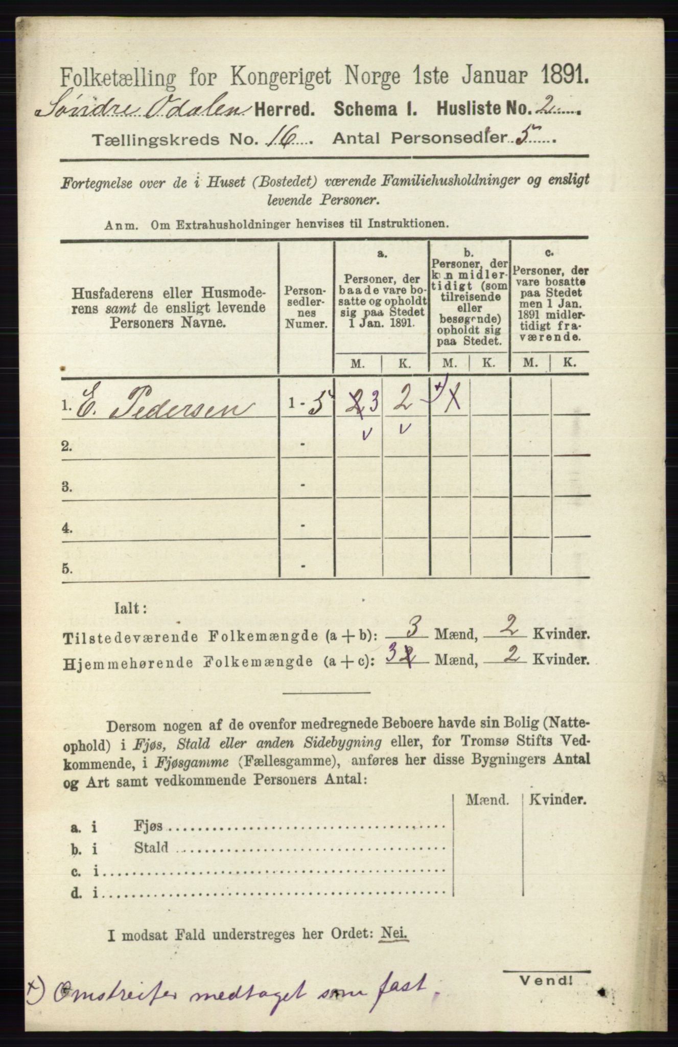 RA, 1891 census for 0419 Sør-Odal, 1891, p. 7193