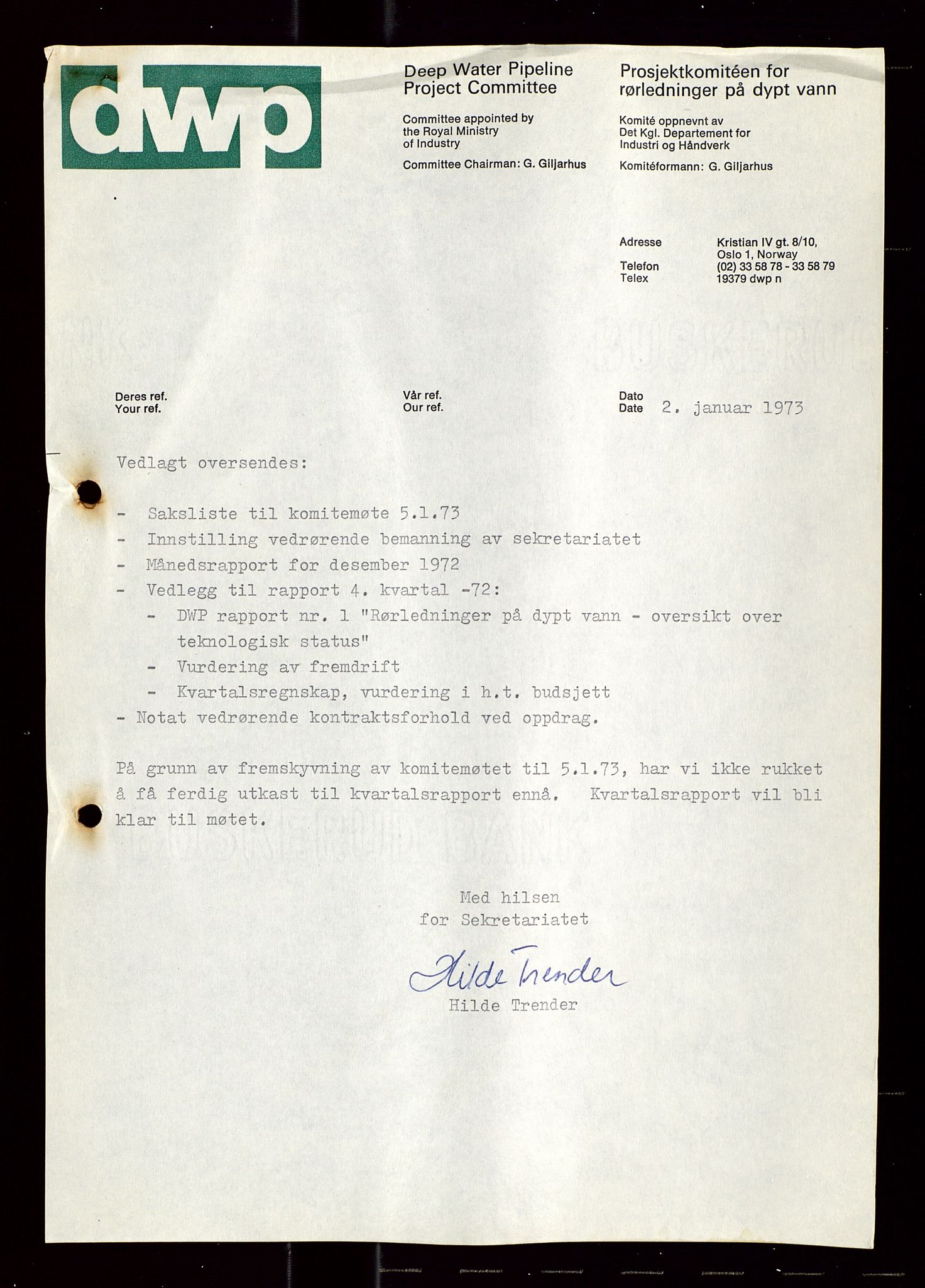 Industridepartementet, Oljekontoret, AV/SAST-A-101348/Di/L0004: DWP, møter, komite`møter, 761 forskning/teknologi, 1972-1975, p. 257