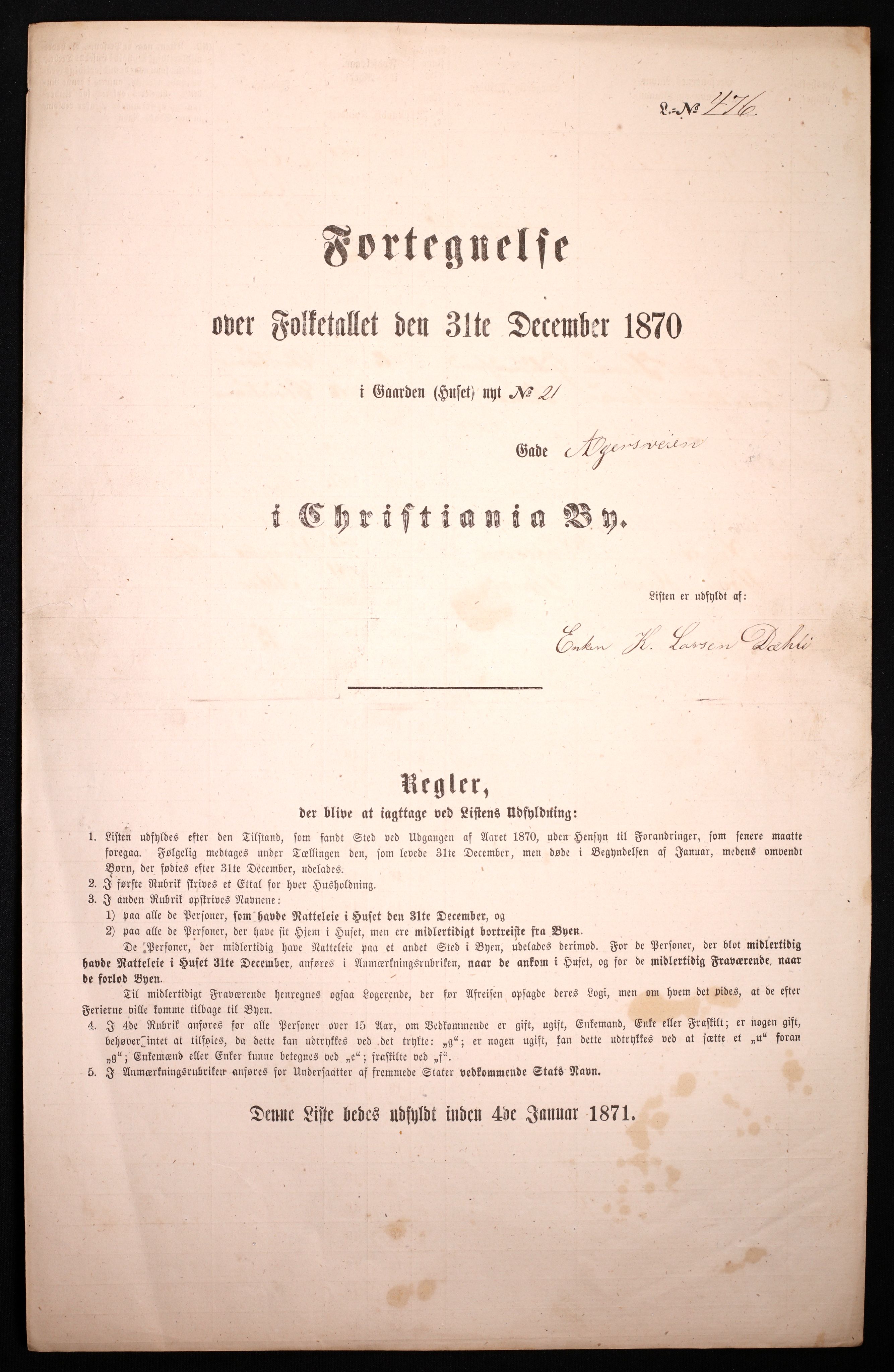 RA, 1870 census for 0301 Kristiania, 1870, p. 254