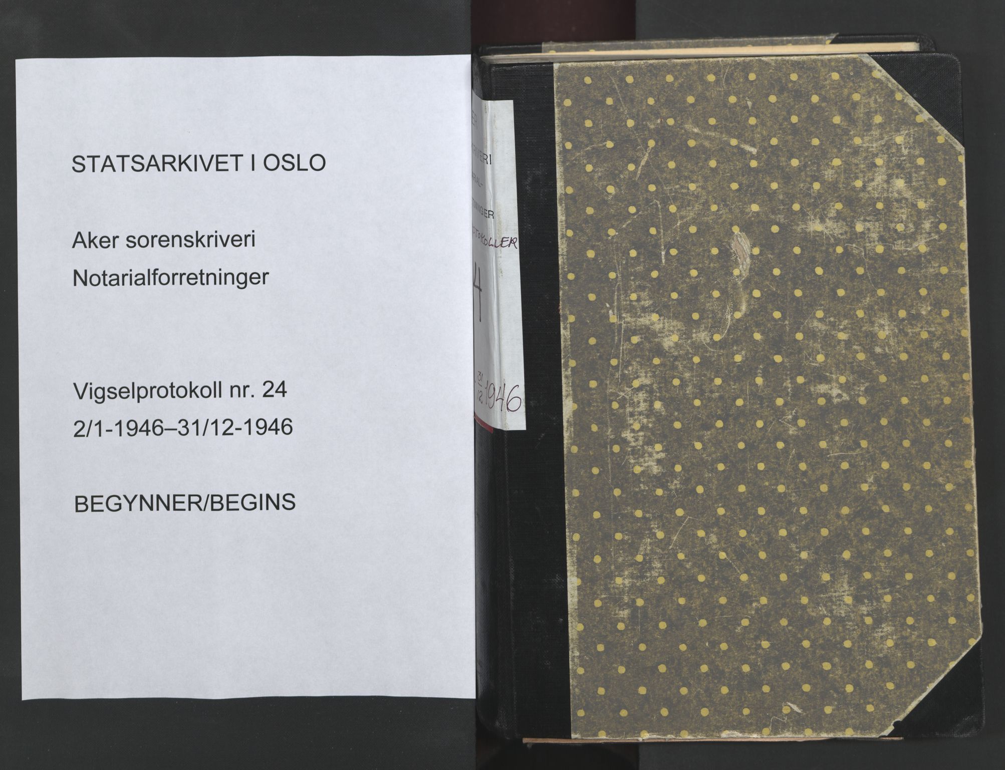 Aker sorenskriveri, SAO/A-10895/L/Lc/Lcb/L0024: Vigselprotokoll, 1946