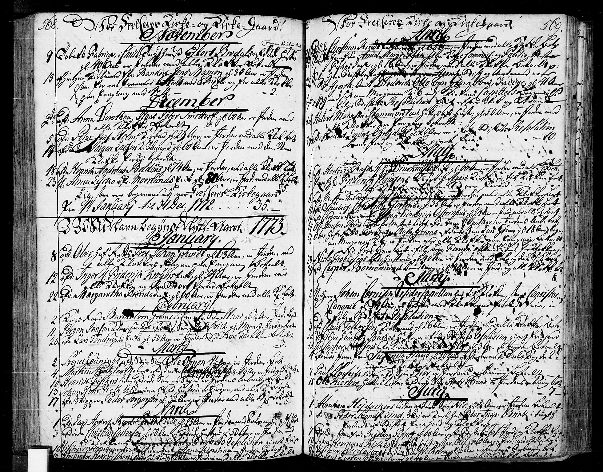 Oslo domkirke Kirkebøker, SAO/A-10752/F/Fa/L0004: Parish register (official) no. 4, 1743-1786, p. 568-569