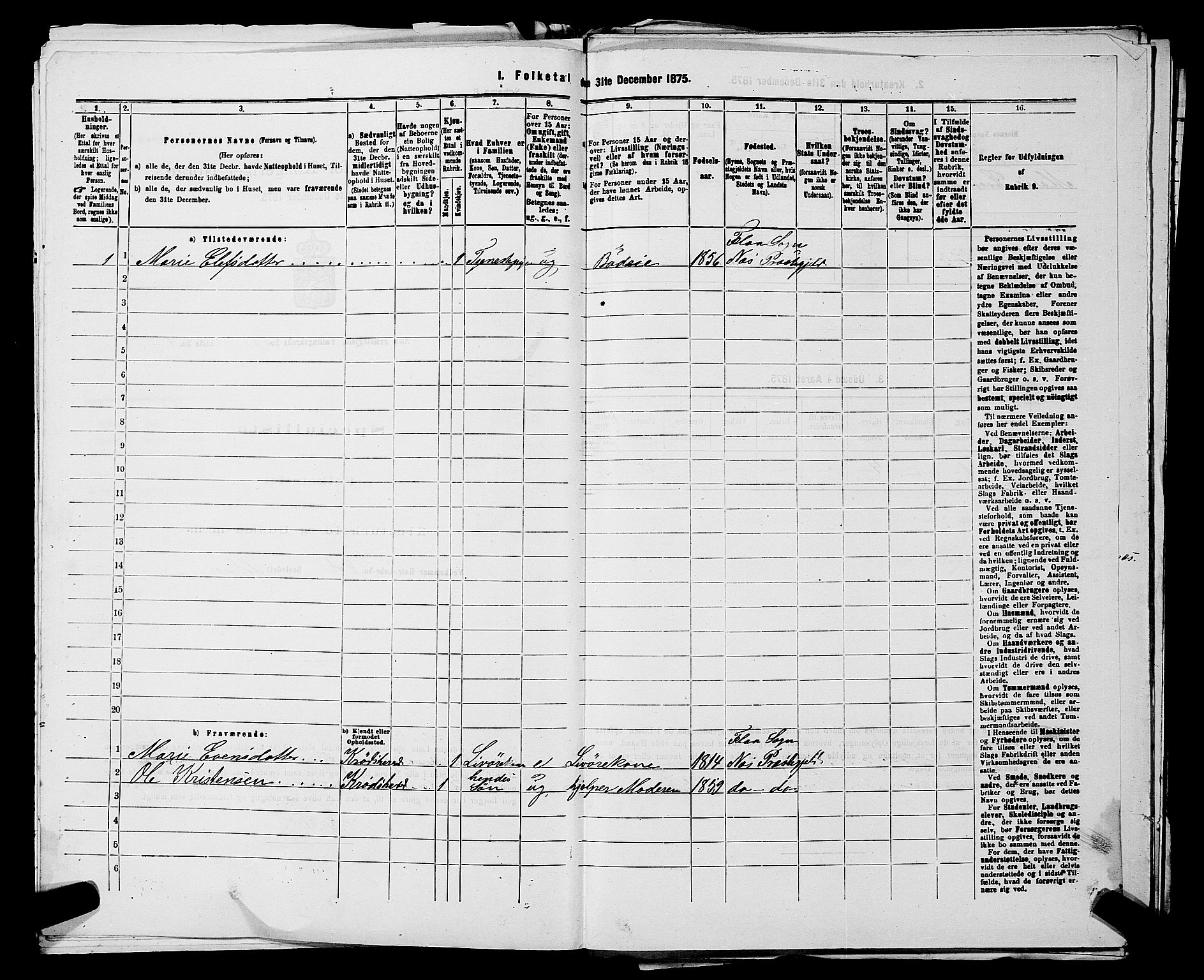 SAKO, 1875 census for 0616P Nes, 1875, p. 1413