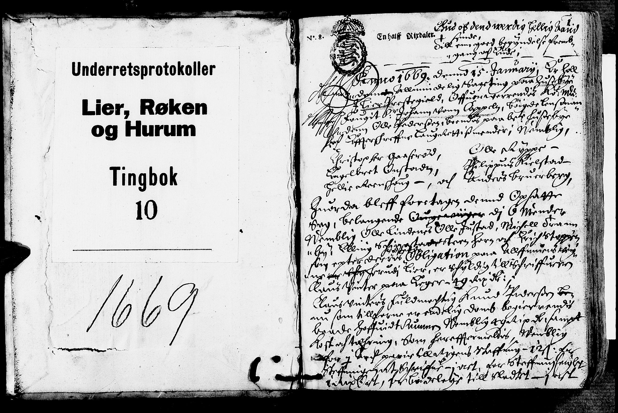 Lier, Røyken og Hurum sorenskriveri, SAKO/A-89/F/Fa/L0010: Tingbok, 1669, p. 1