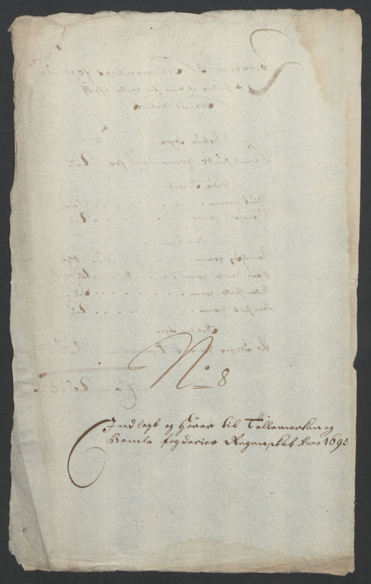 Rentekammeret inntil 1814, Reviderte regnskaper, Fogderegnskap, AV/RA-EA-4092/R36/L2093: Fogderegnskap Øvre og Nedre Telemark og Bamble, 1695, p. 294