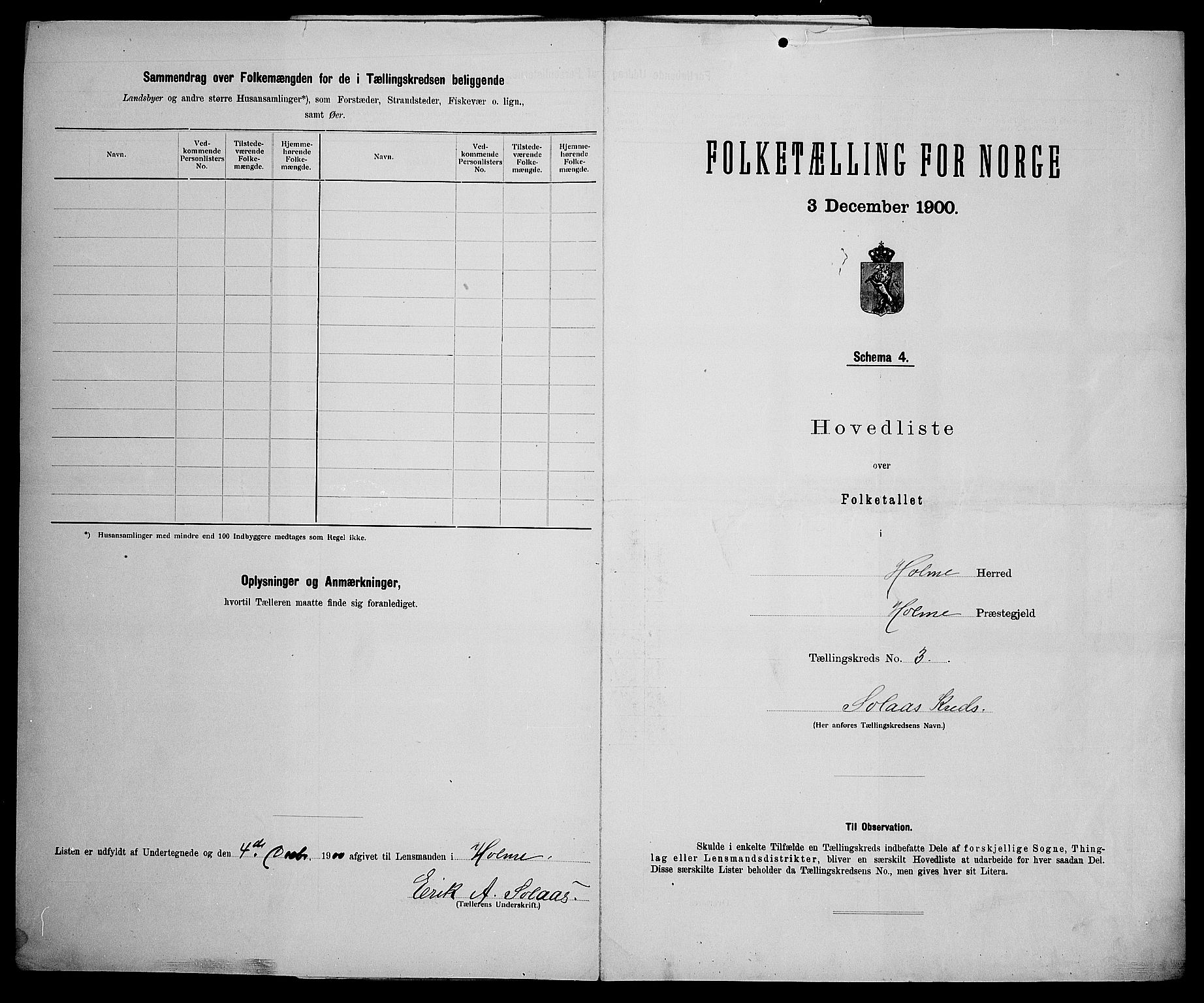 SAK, 1900 census for Holum, 1900, p. 23