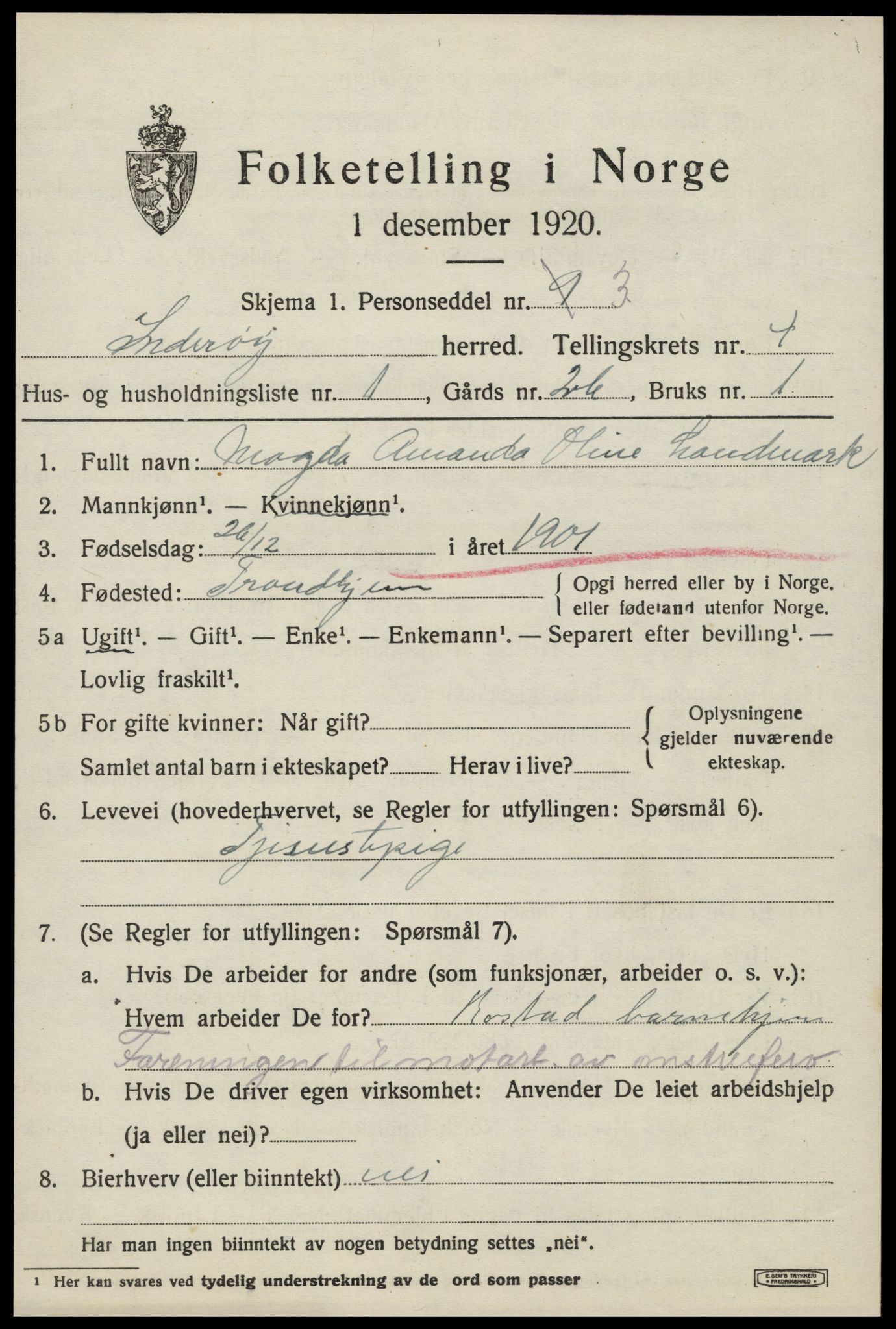 SAT, 1920 census for Inderøy, 1920, p. 3341