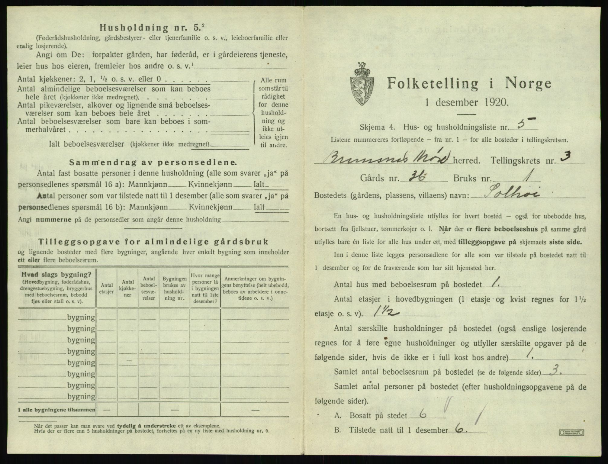 SAT, 1920 census for Bremsnes, 1920, p. 341