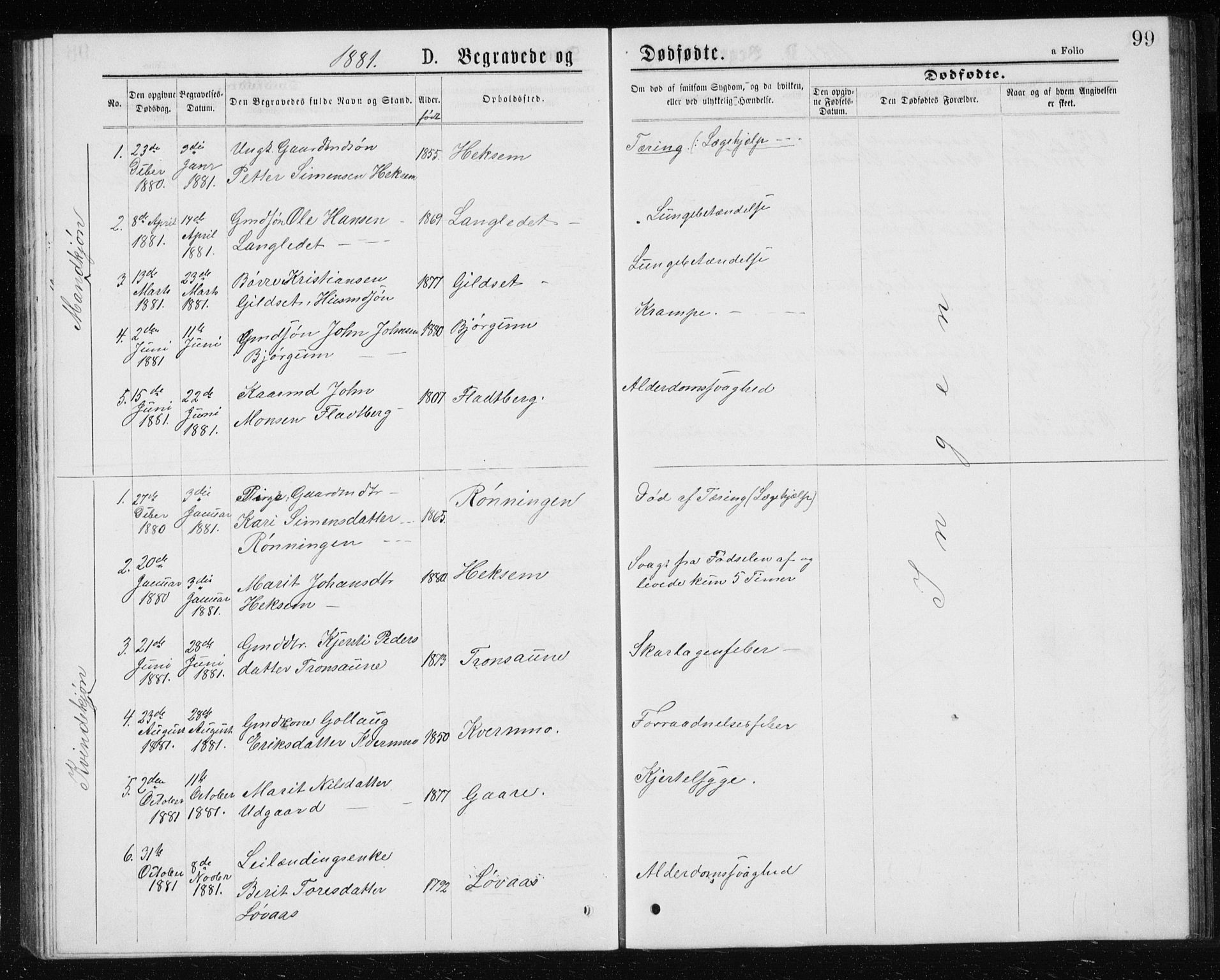 Ministerialprotokoller, klokkerbøker og fødselsregistre - Sør-Trøndelag, SAT/A-1456/685/L0977: Parish register (copy) no. 685C02, 1879-1890, p. 99