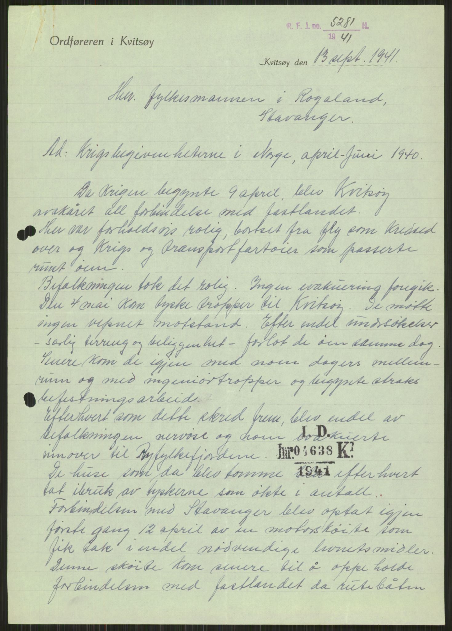 Forsvaret, Forsvarets krigshistoriske avdeling, RA/RAFA-2017/Y/Ya/L0015: II-C-11-31 - Fylkesmenn.  Rapporter om krigsbegivenhetene 1940., 1940, p. 110