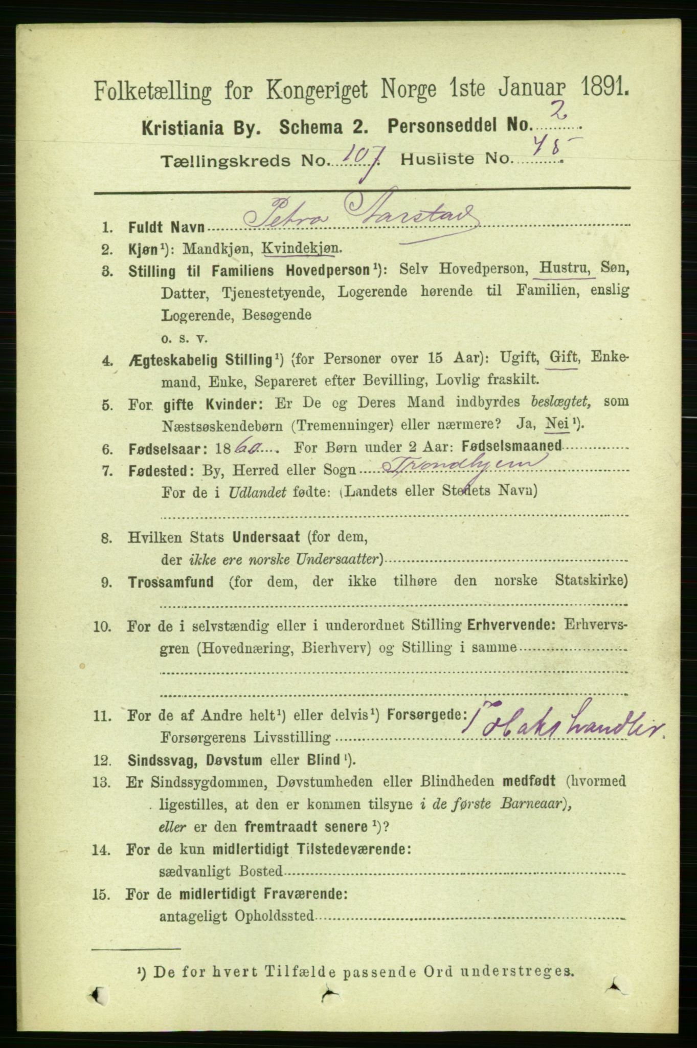 RA, 1891 census for 0301 Kristiania, 1891, p. 55235