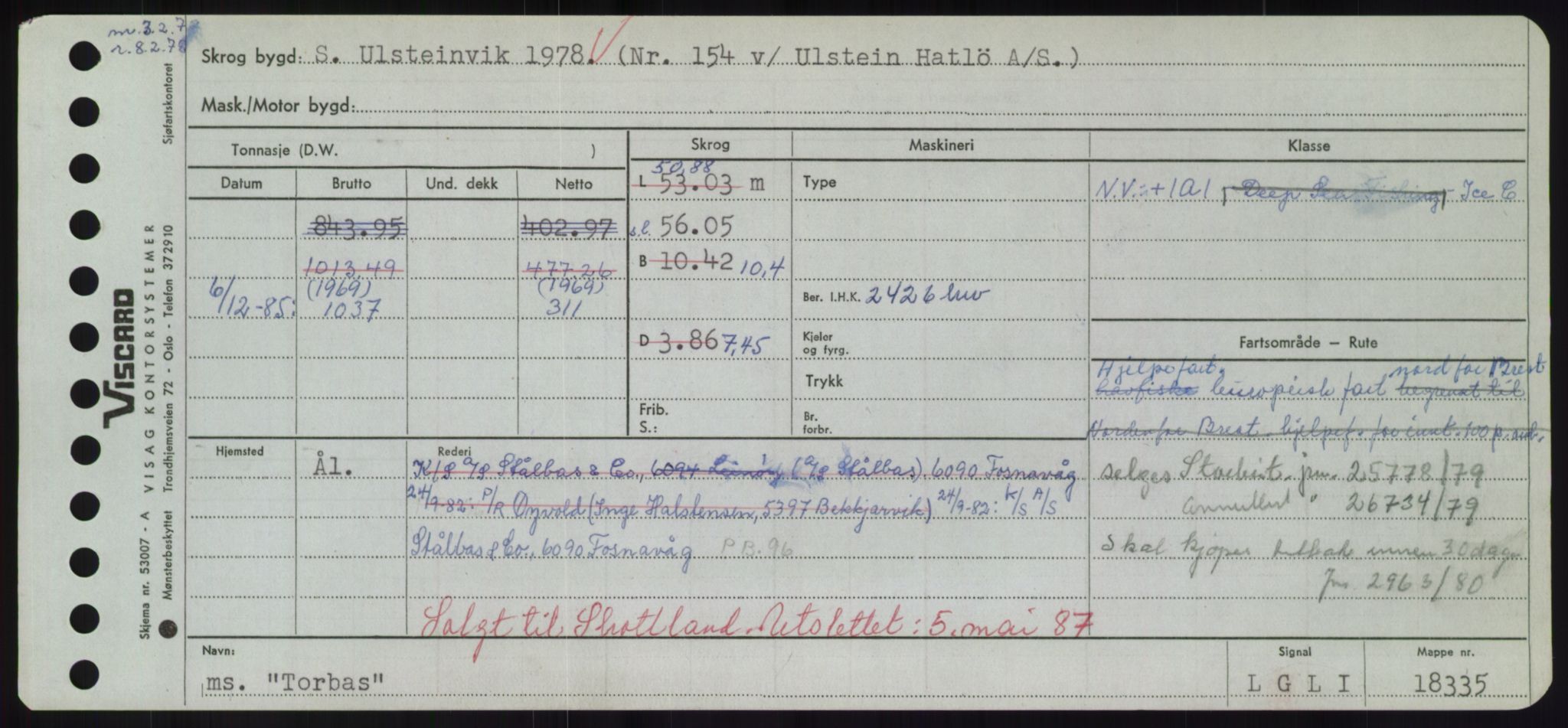 Sjøfartsdirektoratet med forløpere, Skipsmålingen, RA/S-1627/H/Hd/L0039: Fartøy, Ti-Tø, p. 257