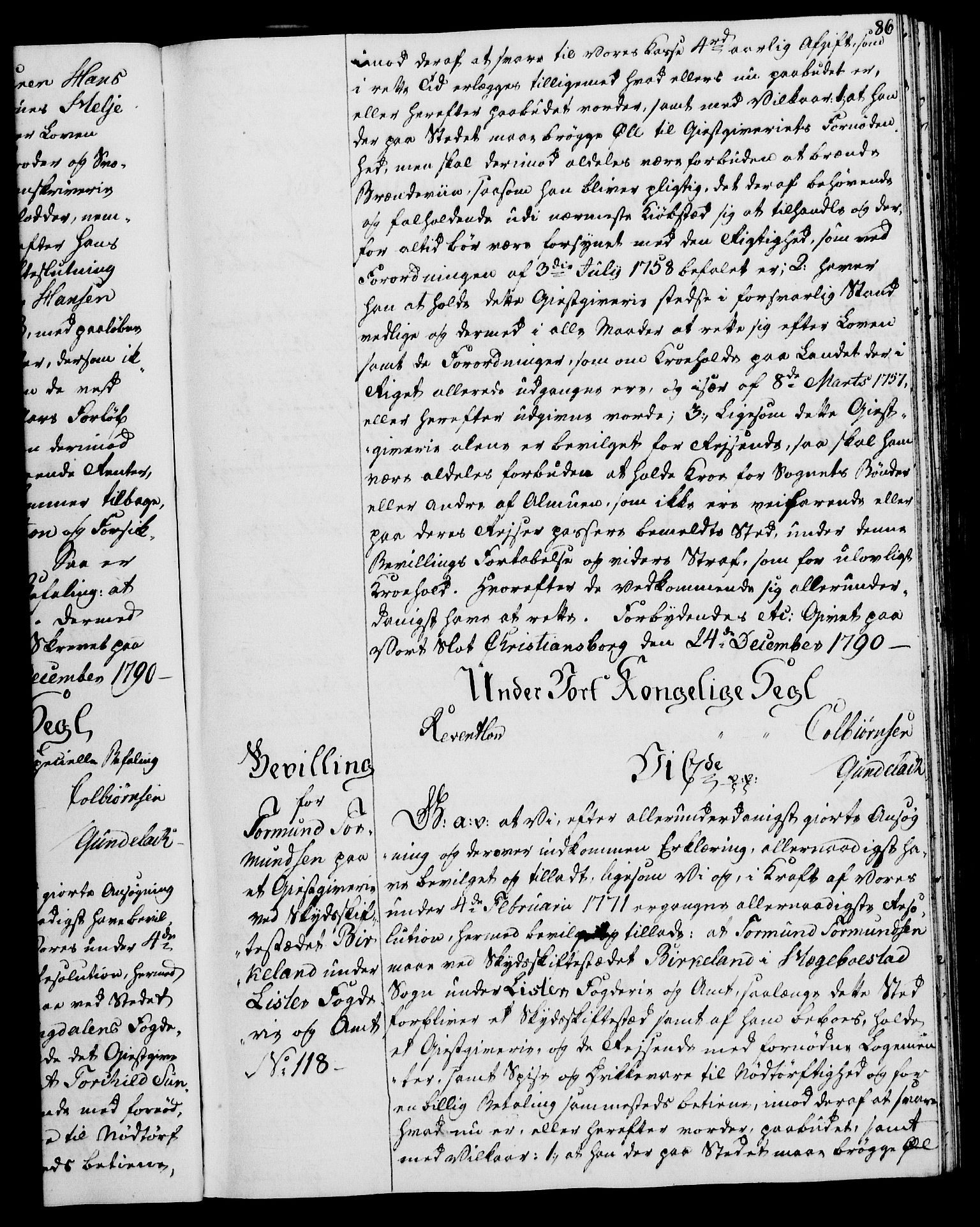 Rentekammeret, Kammerkanselliet, RA/EA-3111/G/Gg/Gga/L0015: Norsk ekspedisjonsprotokoll med register (merket RK 53.15), 1790-1791, p. 86
