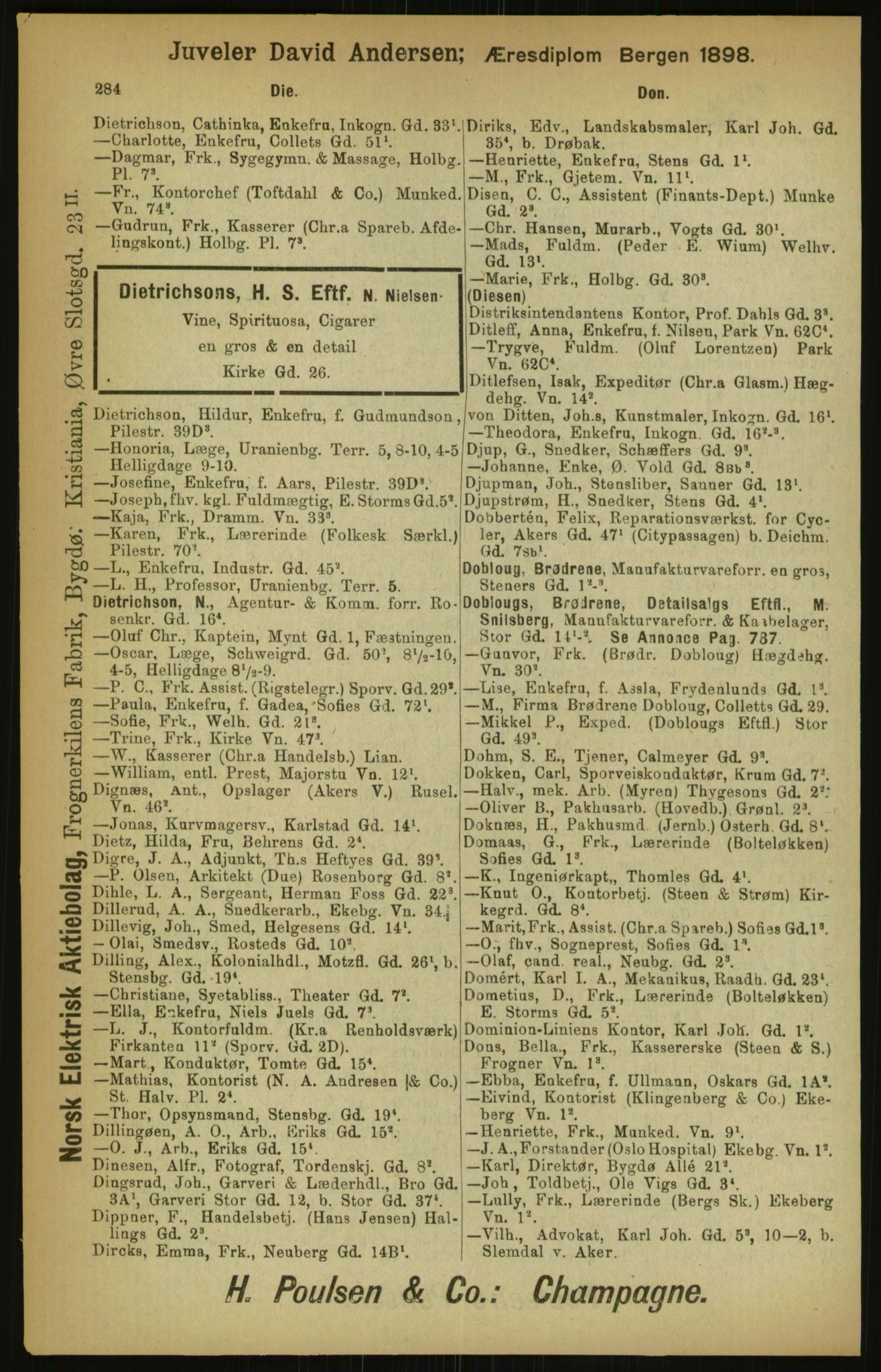 Kristiania/Oslo adressebok, PUBL/-, 1900, p. 284