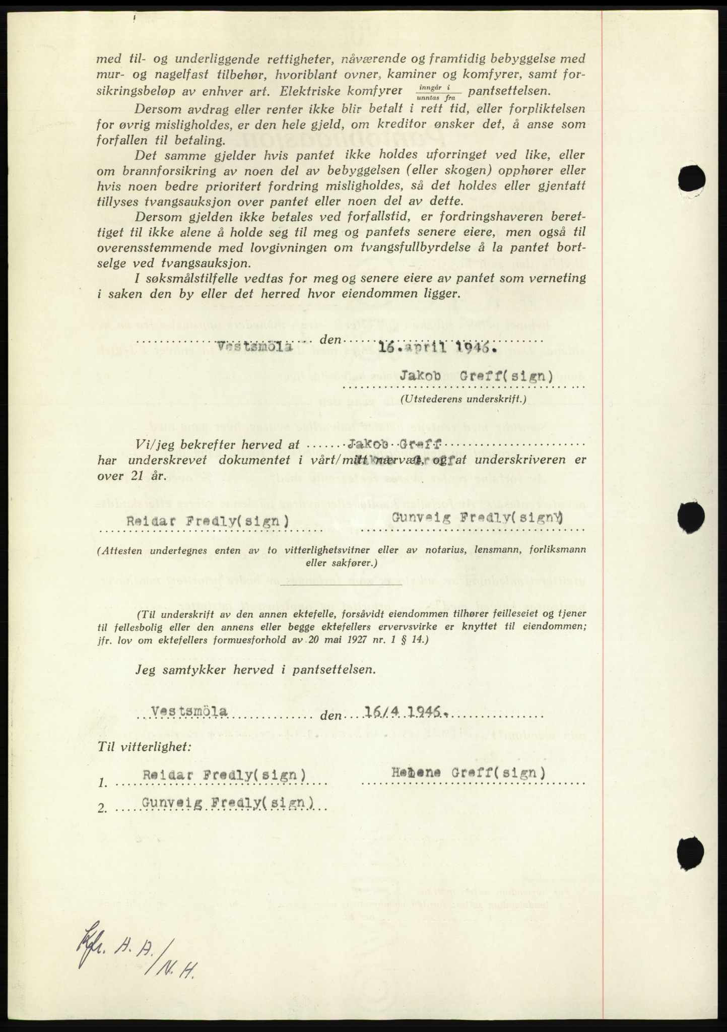 Nordmøre sorenskriveri, AV/SAT-A-4132/1/2/2Ca: Mortgage book no. B94, 1946-1946, Diary no: : 837/1946