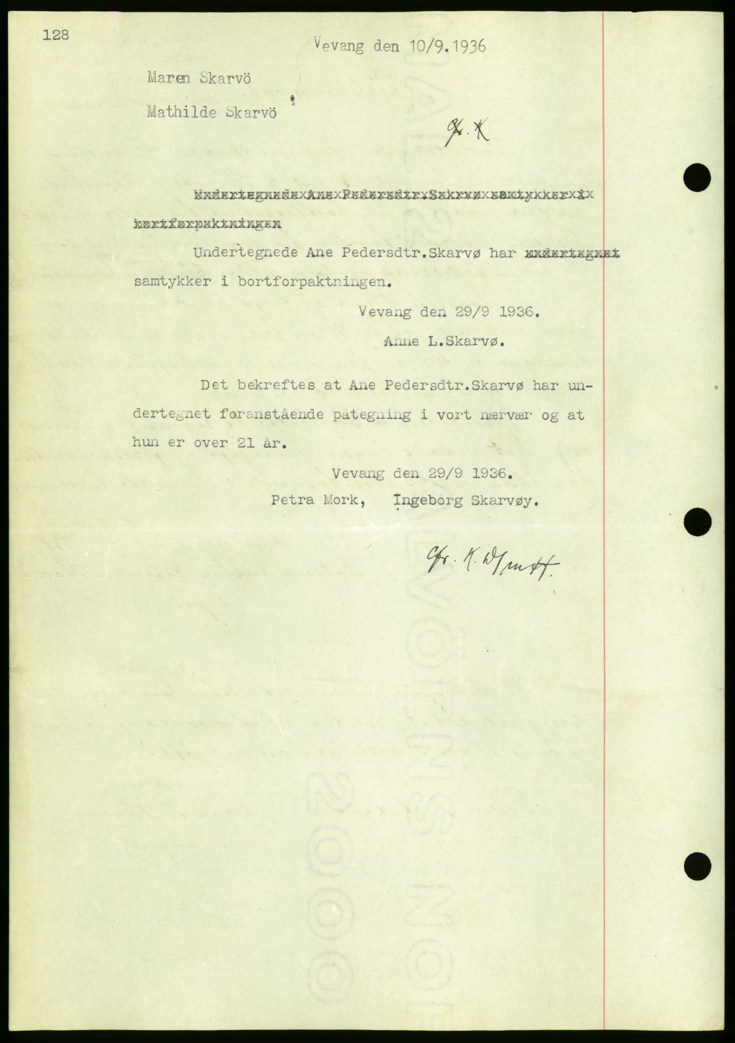 Nordmøre sorenskriveri, AV/SAT-A-4132/1/2/2Ca/L0090: Mortgage book no. B80, 1936-1937, Diary no: : 2154/1936