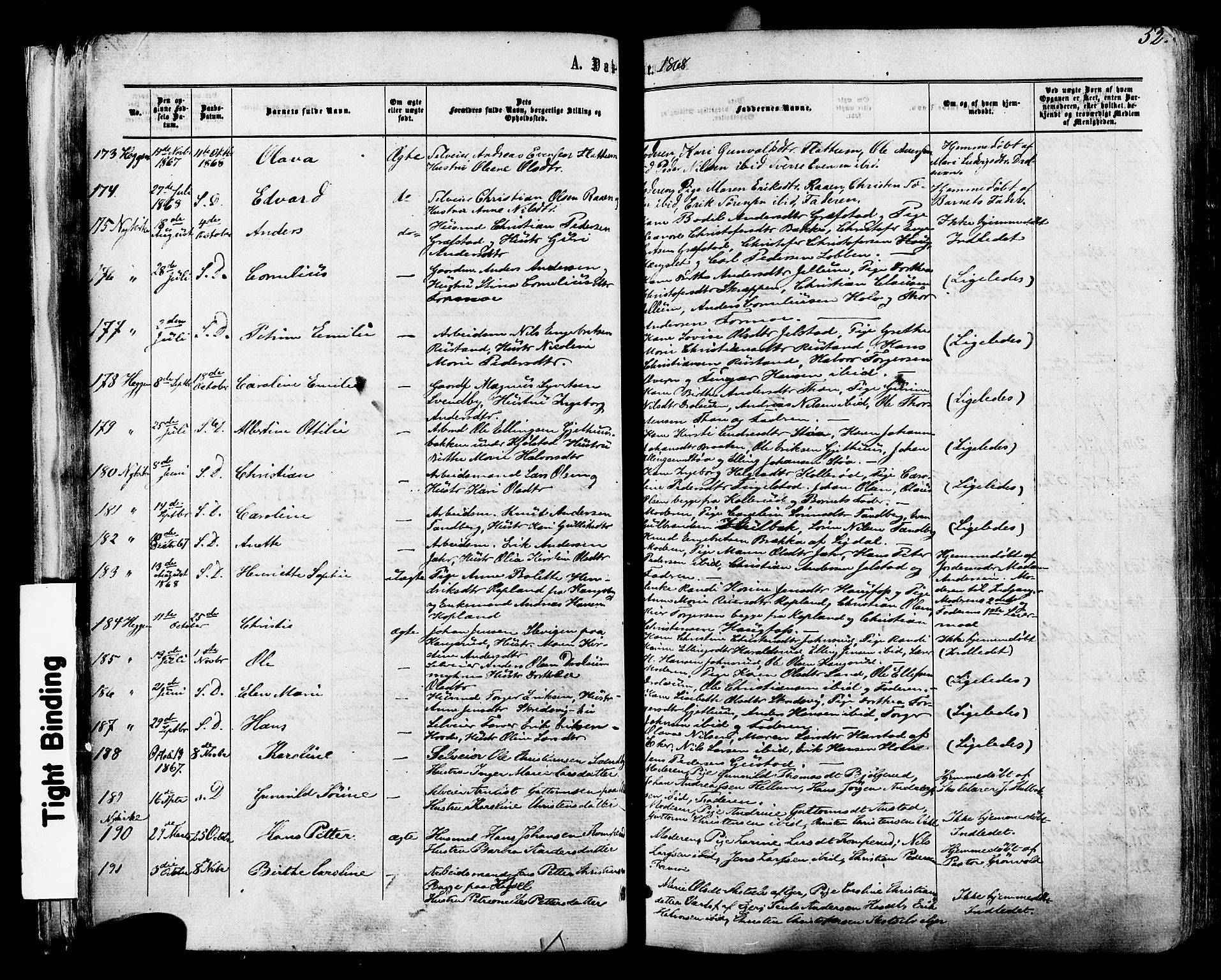 Modum kirkebøker, SAKO/A-234/F/Fa/L0010: Parish register (official) no. 10, 1865-1876, p. 52