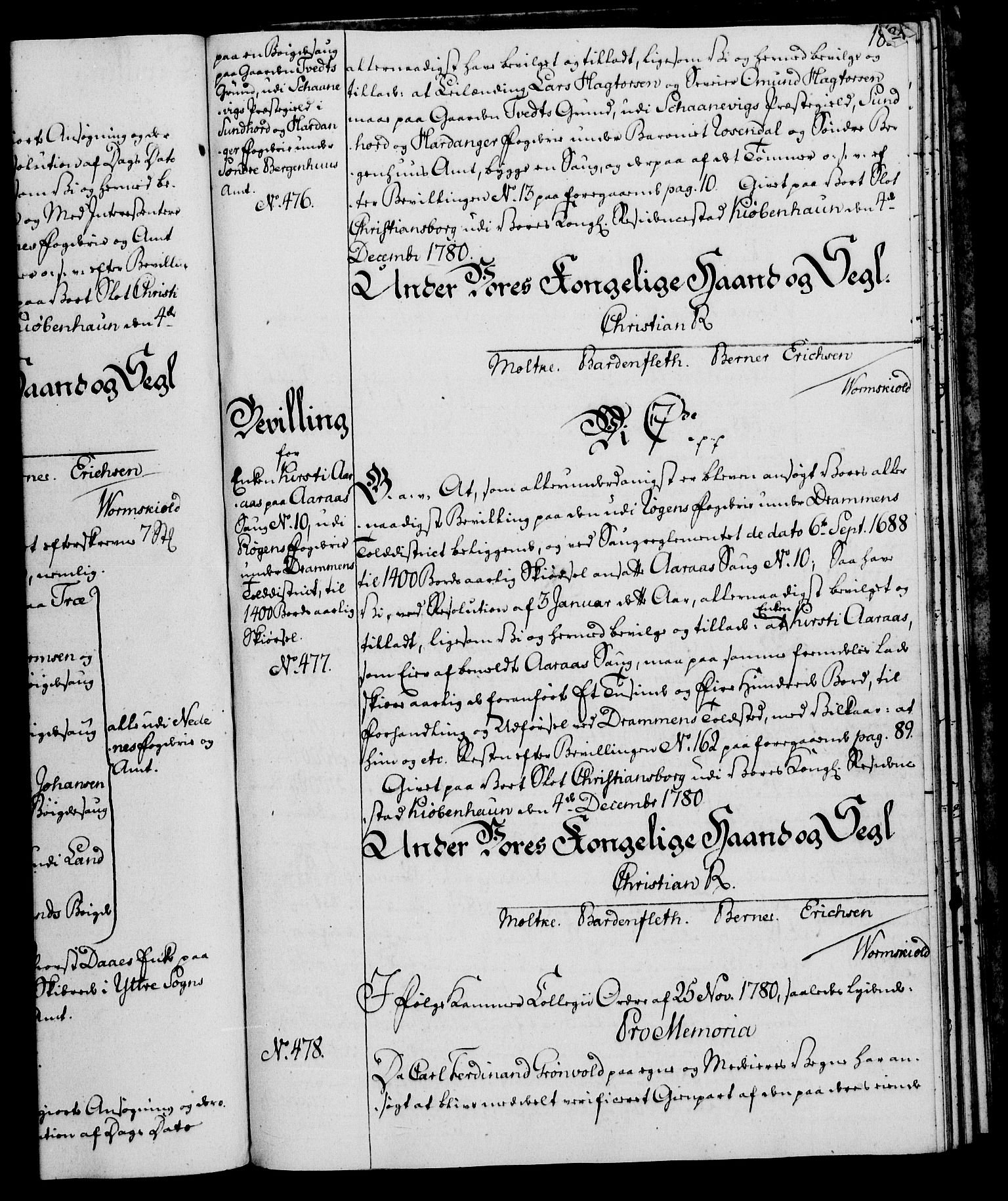 Rentekammeret, Kammerkanselliet, RA/EA-3111/G/Gg/Gga/L0011: Norsk ekspedisjonsprotokoll med register (merket RK 53.11), 1779-1781, p. 183