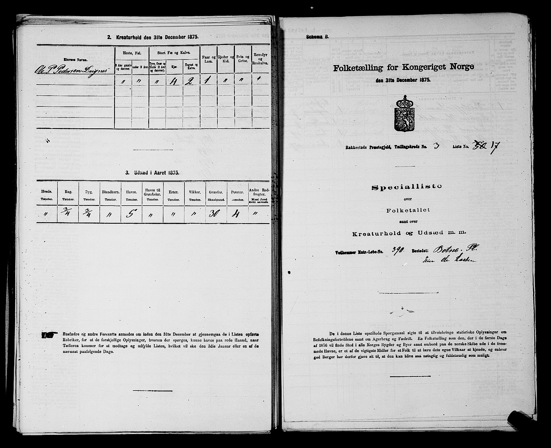 RA, 1875 census for 0128P Rakkestad, 1875, p. 525