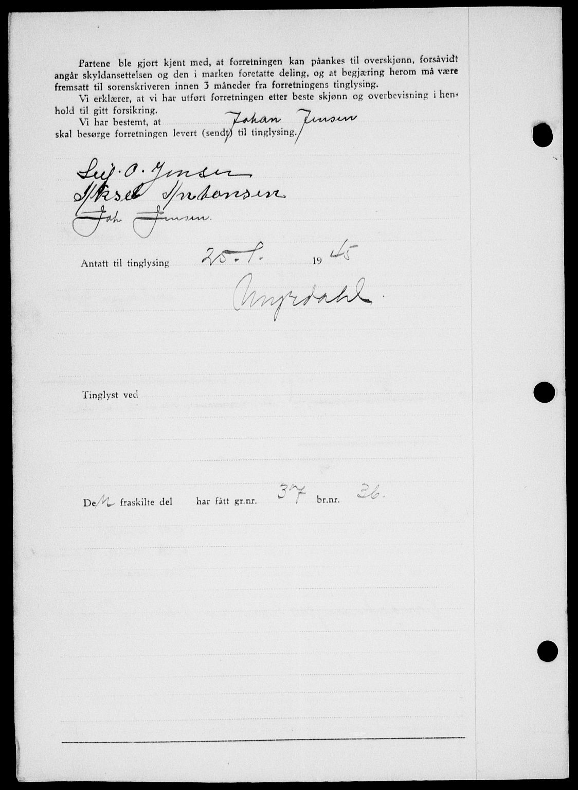 Onsøy sorenskriveri, SAO/A-10474/G/Ga/Gab/L0014: Mortgage book no. II A-14, 1944-1945, Diary no: : 128/1945