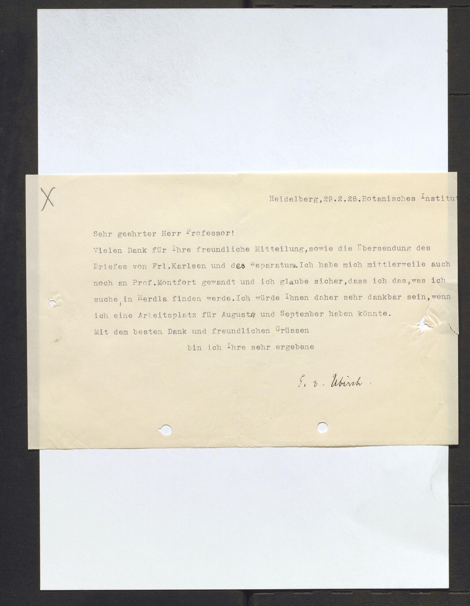 Bergens Museum, AV/SAB-A-17301/13/D/L0002: Korrespondanse , 1928-1940, p. 274