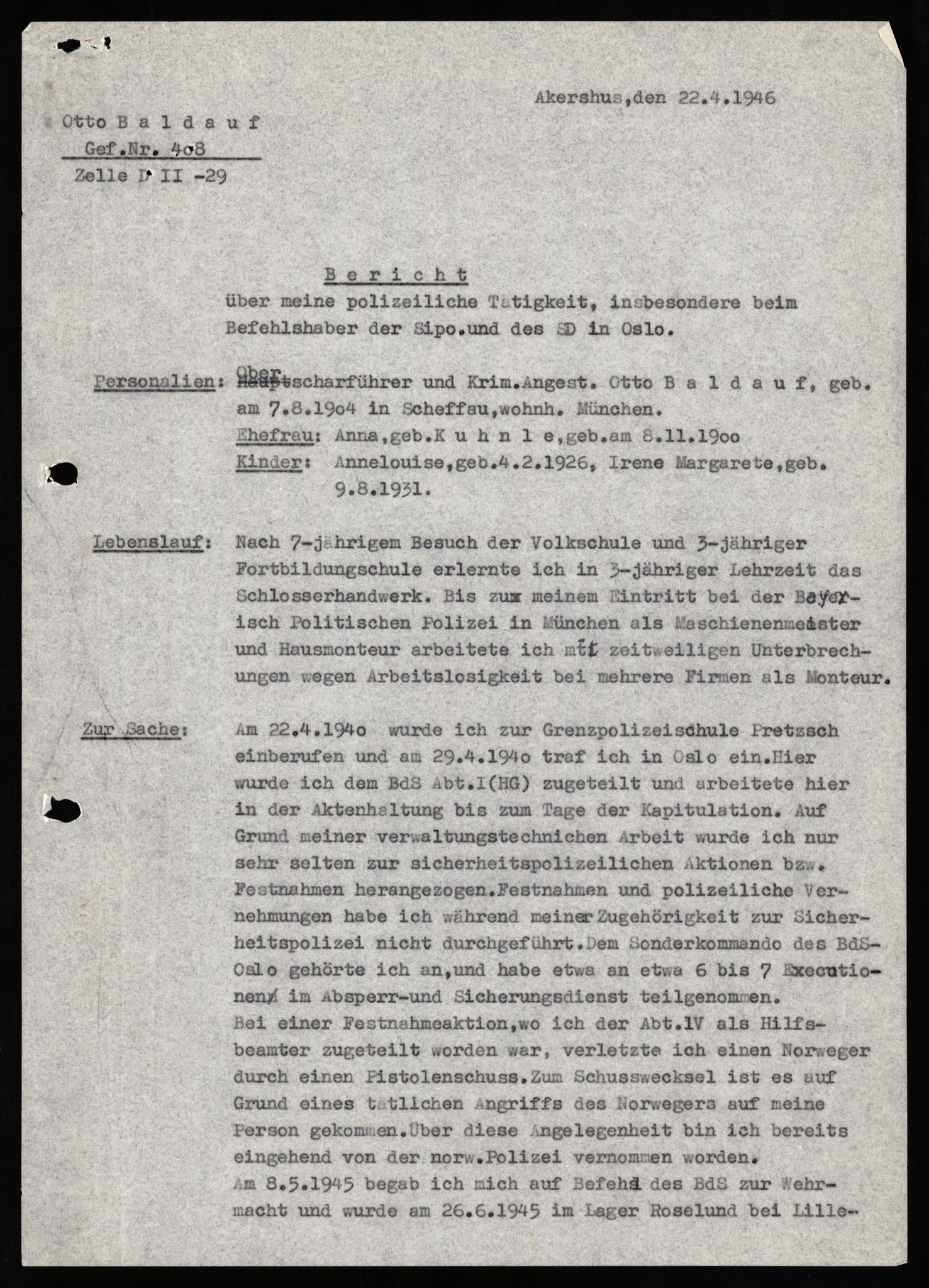 Forsvaret, Forsvarets overkommando II, AV/RA-RAFA-3915/D/Db/L0038: CI Questionaires. Tyske okkupasjonsstyrker i Norge. Østerrikere., 1945-1946, p. 61