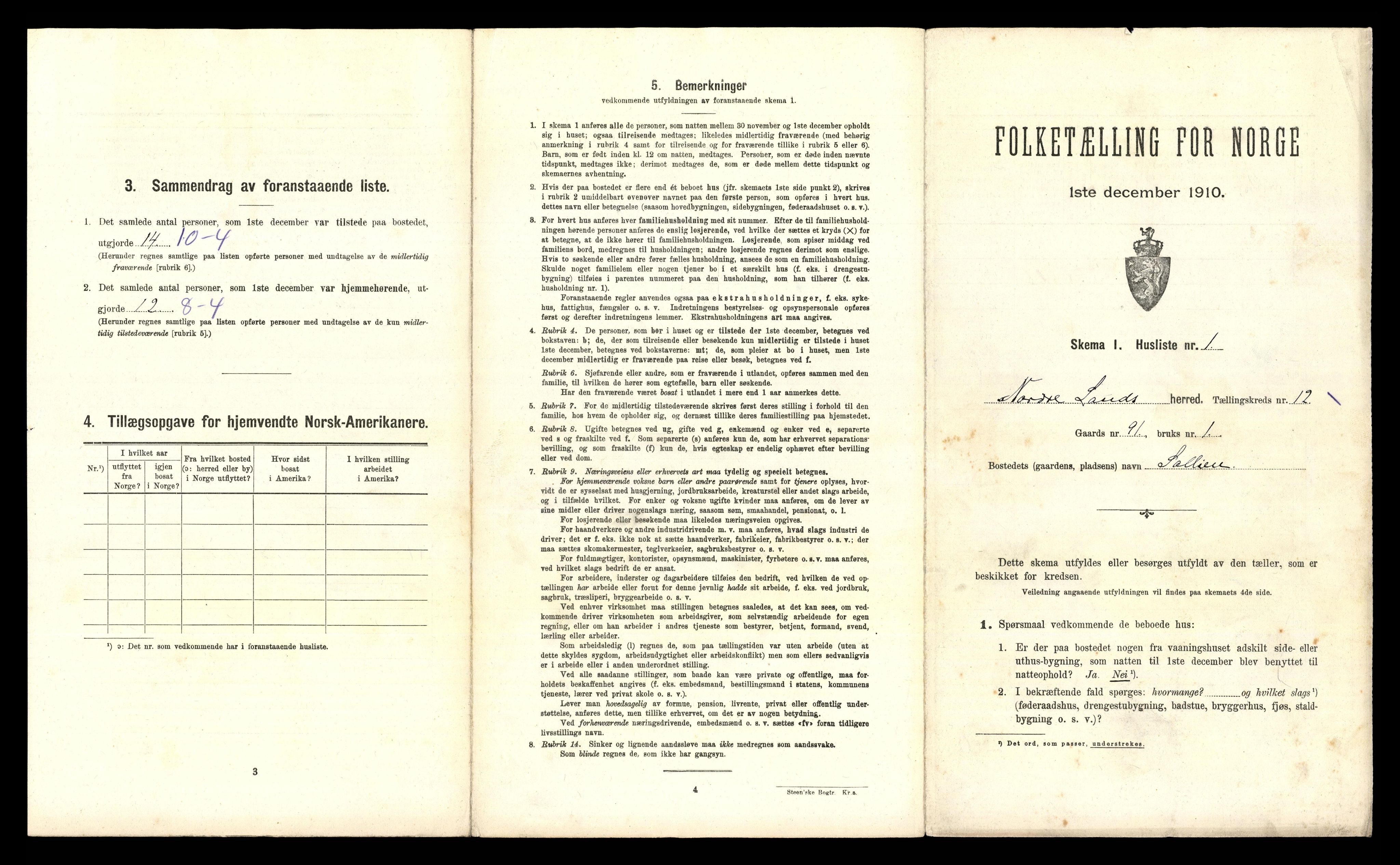 RA, 1910 census for Nordre Land, 1910, p. 1243