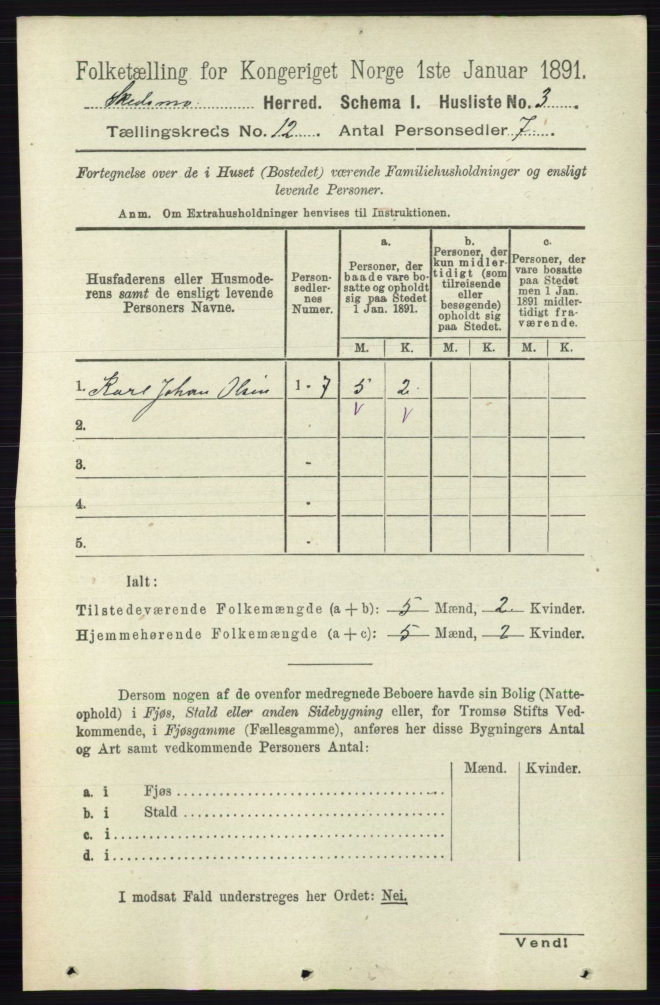 RA, 1891 census for 0231 Skedsmo, 1891, p. 6691