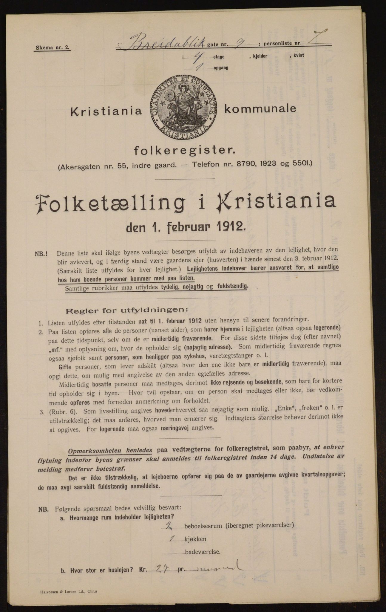 OBA, Municipal Census 1912 for Kristiania, 1912, p. 7977