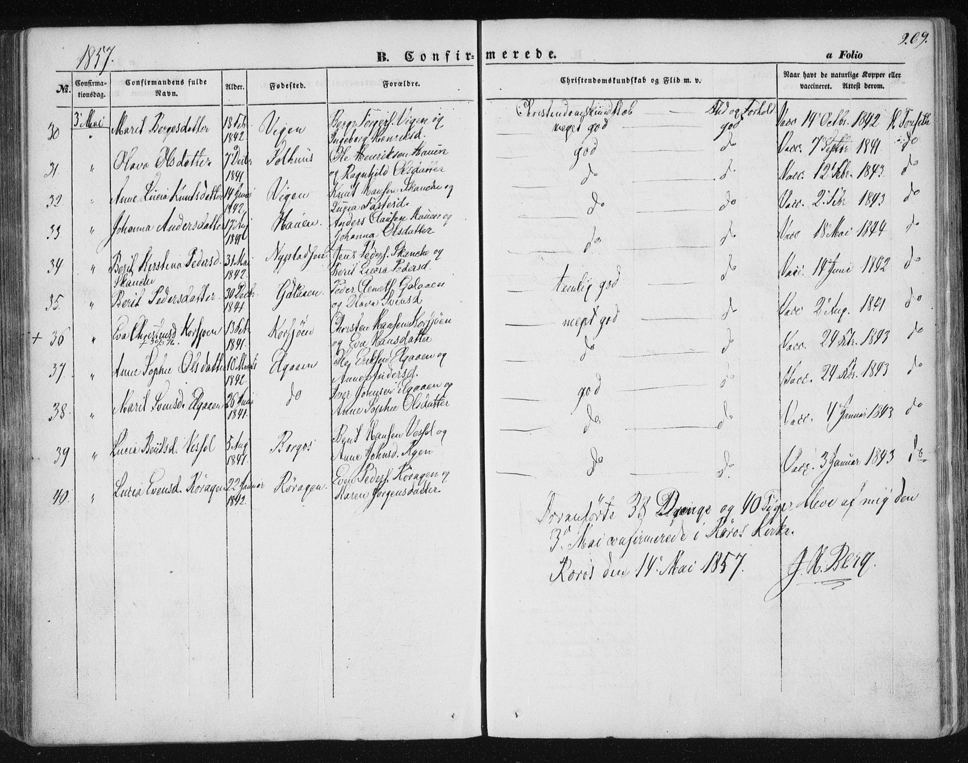 Ministerialprotokoller, klokkerbøker og fødselsregistre - Sør-Trøndelag, AV/SAT-A-1456/681/L0931: Parish register (official) no. 681A09, 1845-1859, p. 269