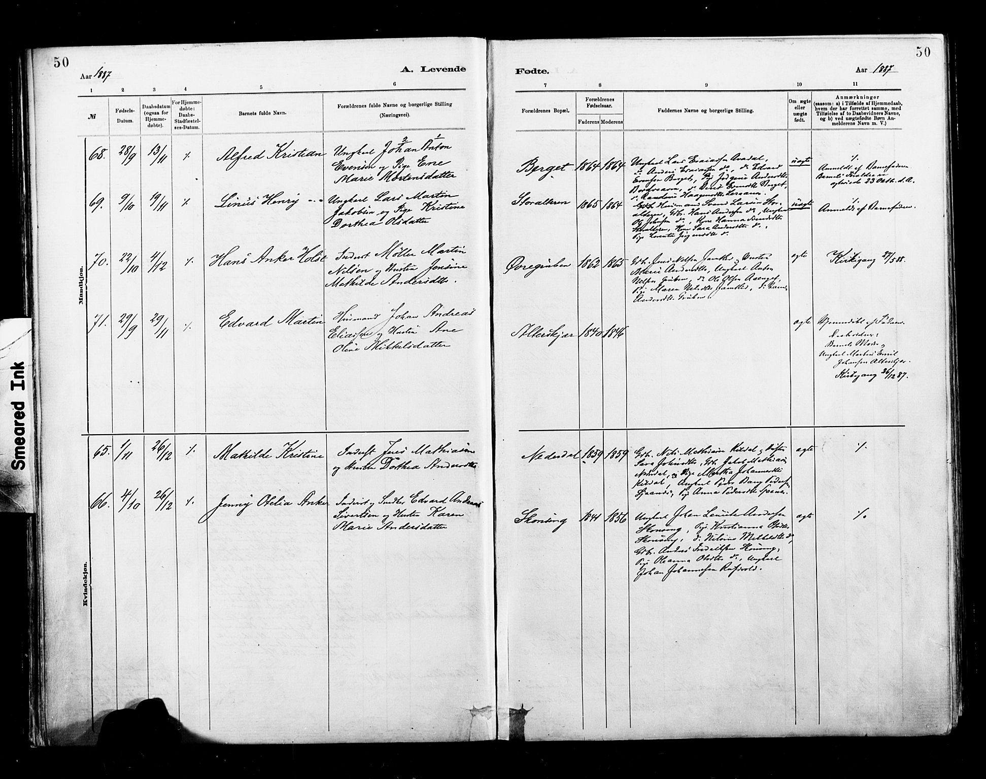 Ministerialprotokoller, klokkerbøker og fødselsregistre - Nordland, AV/SAT-A-1459/827/L0400: Parish register (official) no. 827A12, 1883-1903, p. 50