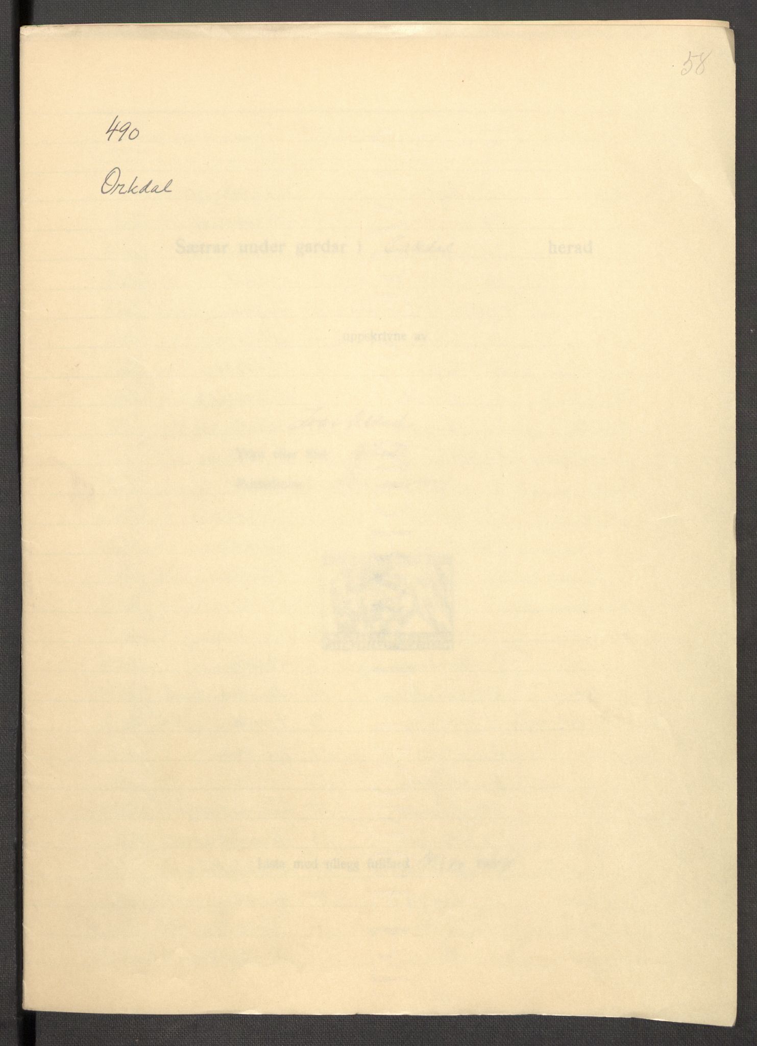 Instituttet for sammenlignende kulturforskning, RA/PA-0424/F/Fc/L0013/0004: Eske B13: / Sør-Trøndelag (perm XXXVIII), 1933-1936, p. 58