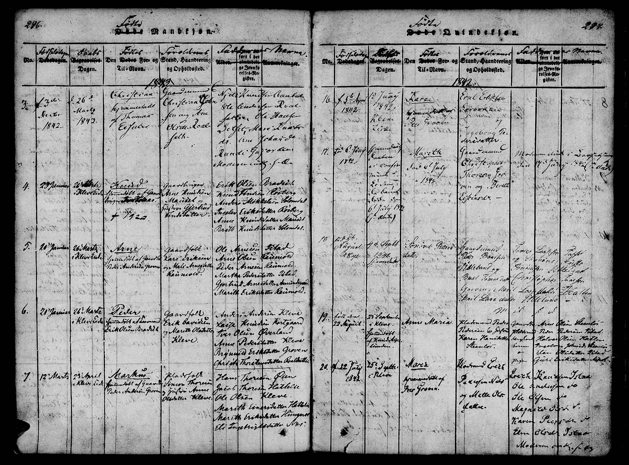 Ministerialprotokoller, klokkerbøker og fødselsregistre - Møre og Romsdal, AV/SAT-A-1454/557/L0679: Parish register (official) no. 557A01, 1818-1843, p. 296-297