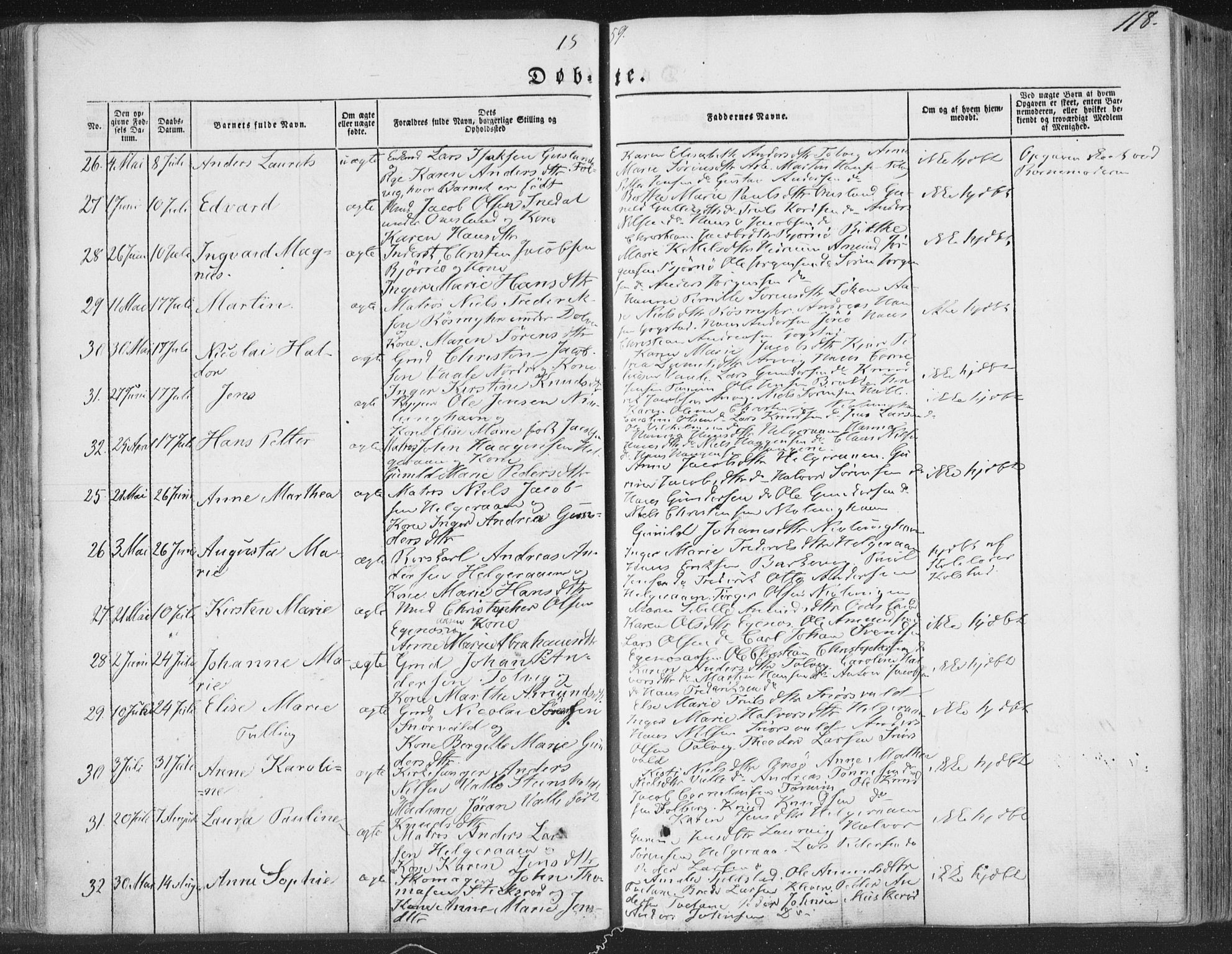 Brunlanes kirkebøker, SAKO/A-342/F/Fa/L0004: Parish register (official) no. I 4, 1846-1862, p. 118