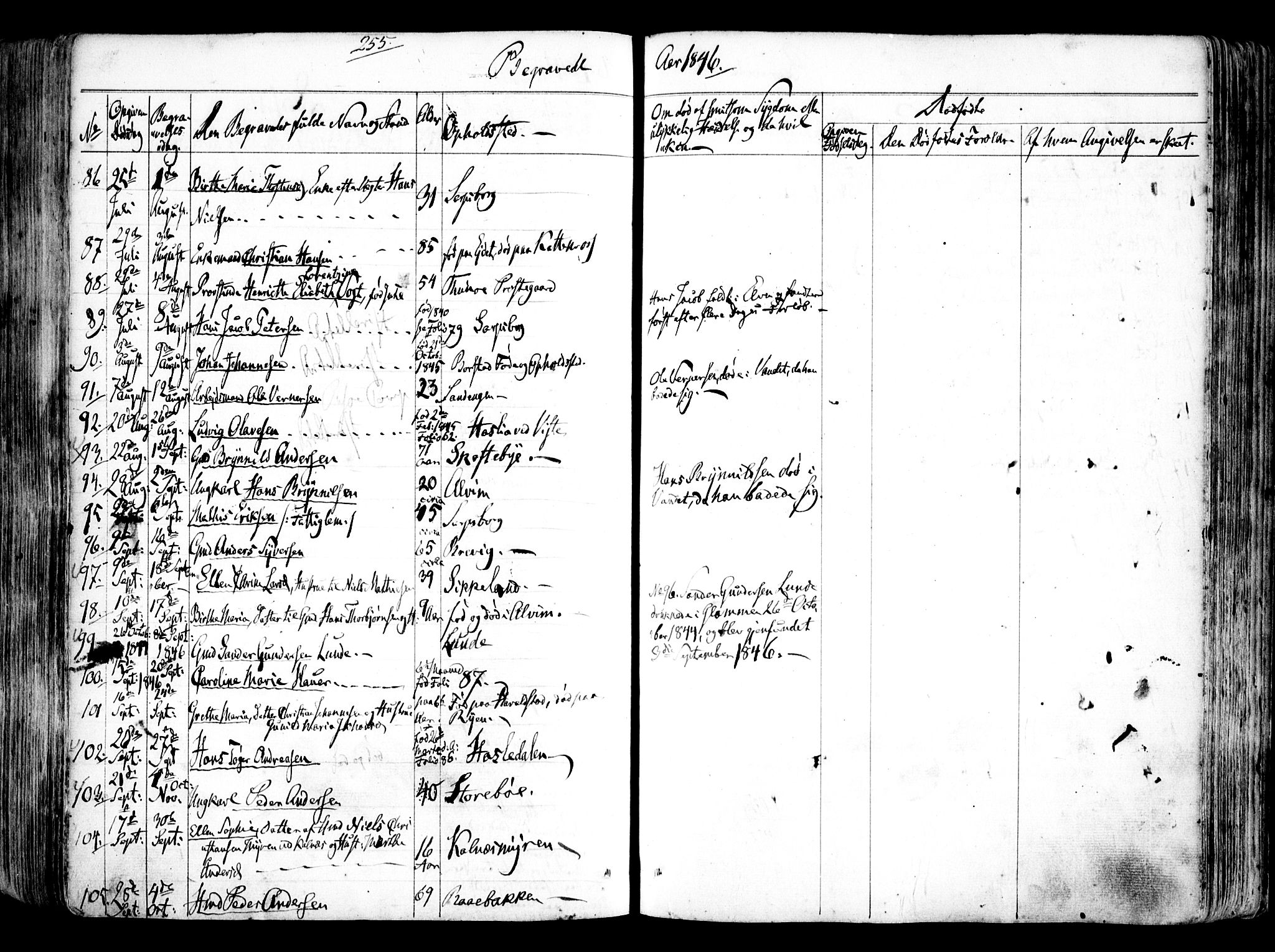 Tune prestekontor Kirkebøker, SAO/A-2007/F/Fa/L0009: Parish register (official) no. 9, 1842-1846, p. 255