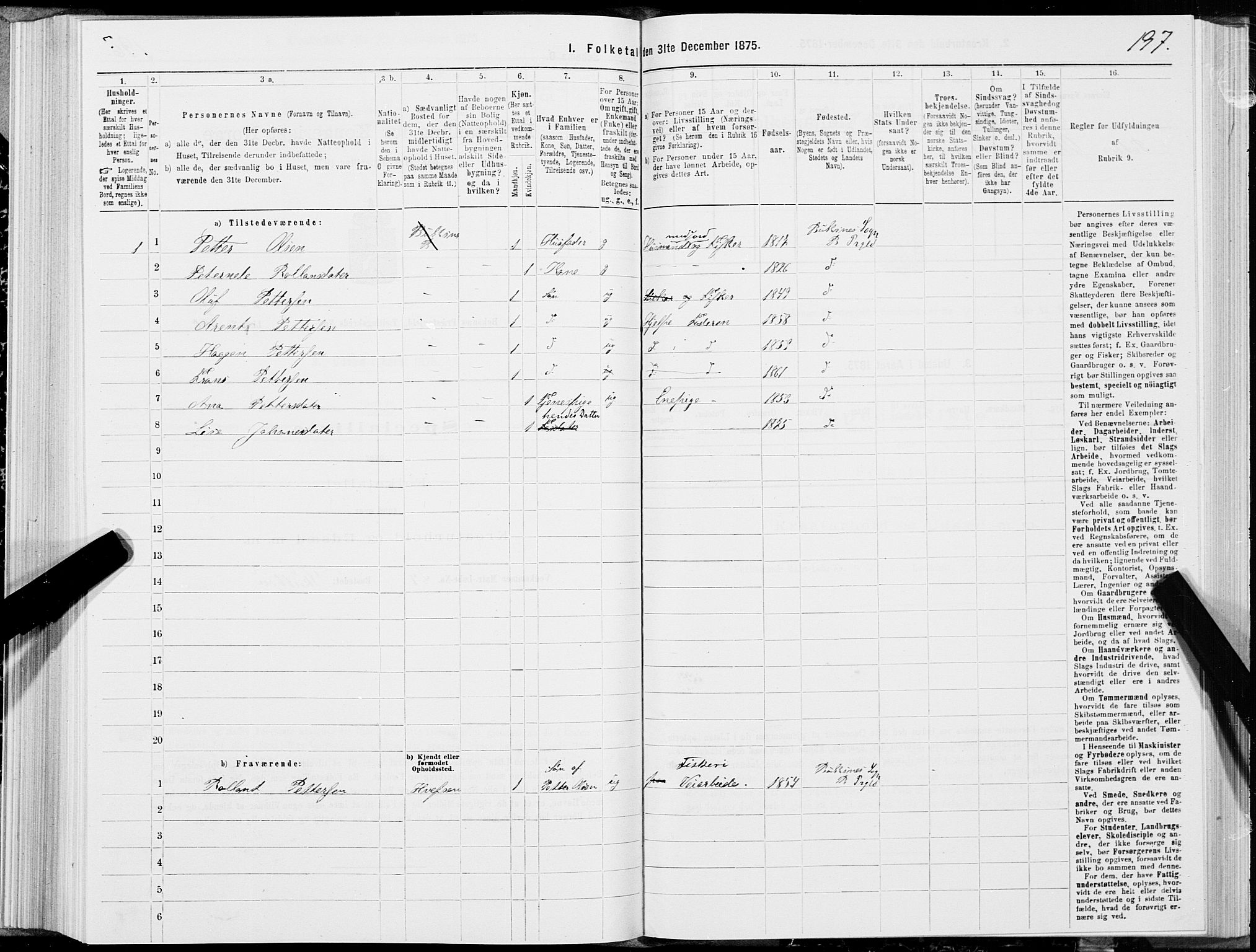 SAT, 1875 census for 1860P Buksnes, 1875, p. 2197