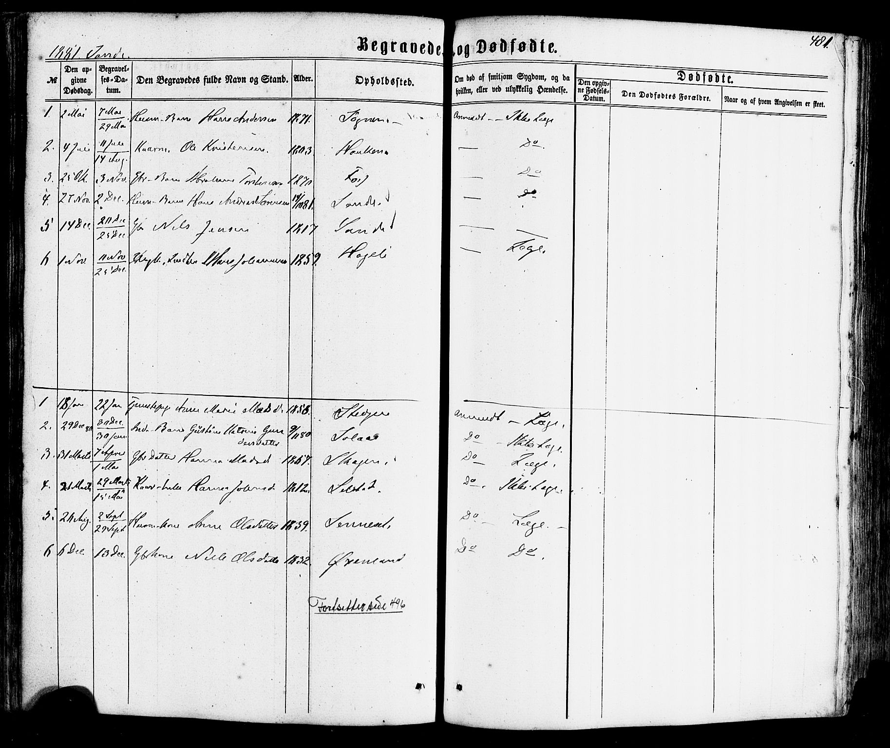 Gaular sokneprestembete, AV/SAB-A-80001/H/Haa: Parish register (official) no. A 5, 1860-1881, p. 481