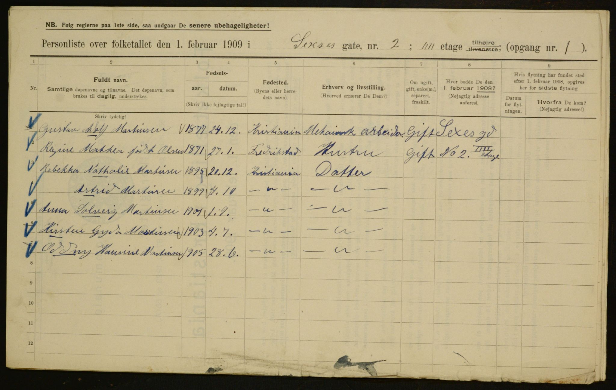 OBA, Municipal Census 1909 for Kristiania, 1909, p. 85880