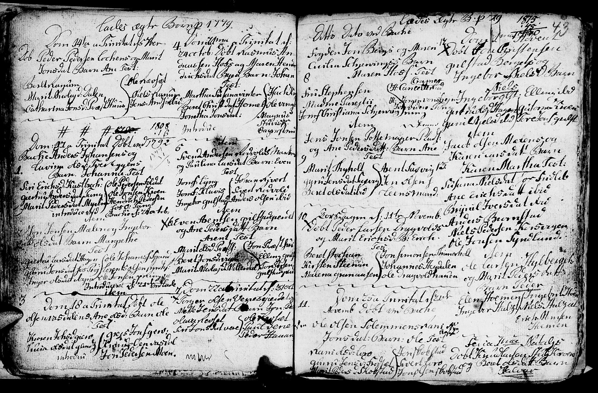 Ministerialprotokoller, klokkerbøker og fødselsregistre - Sør-Trøndelag, SAT/A-1456/606/L0305: Parish register (copy) no. 606C01, 1757-1819, p. 43