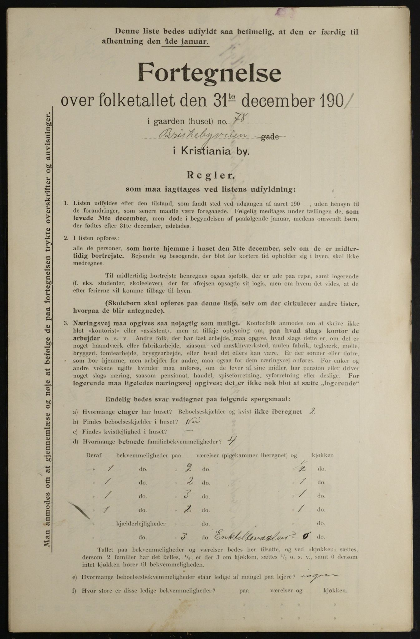 OBA, Municipal Census 1901 for Kristiania, 1901, p. 1607