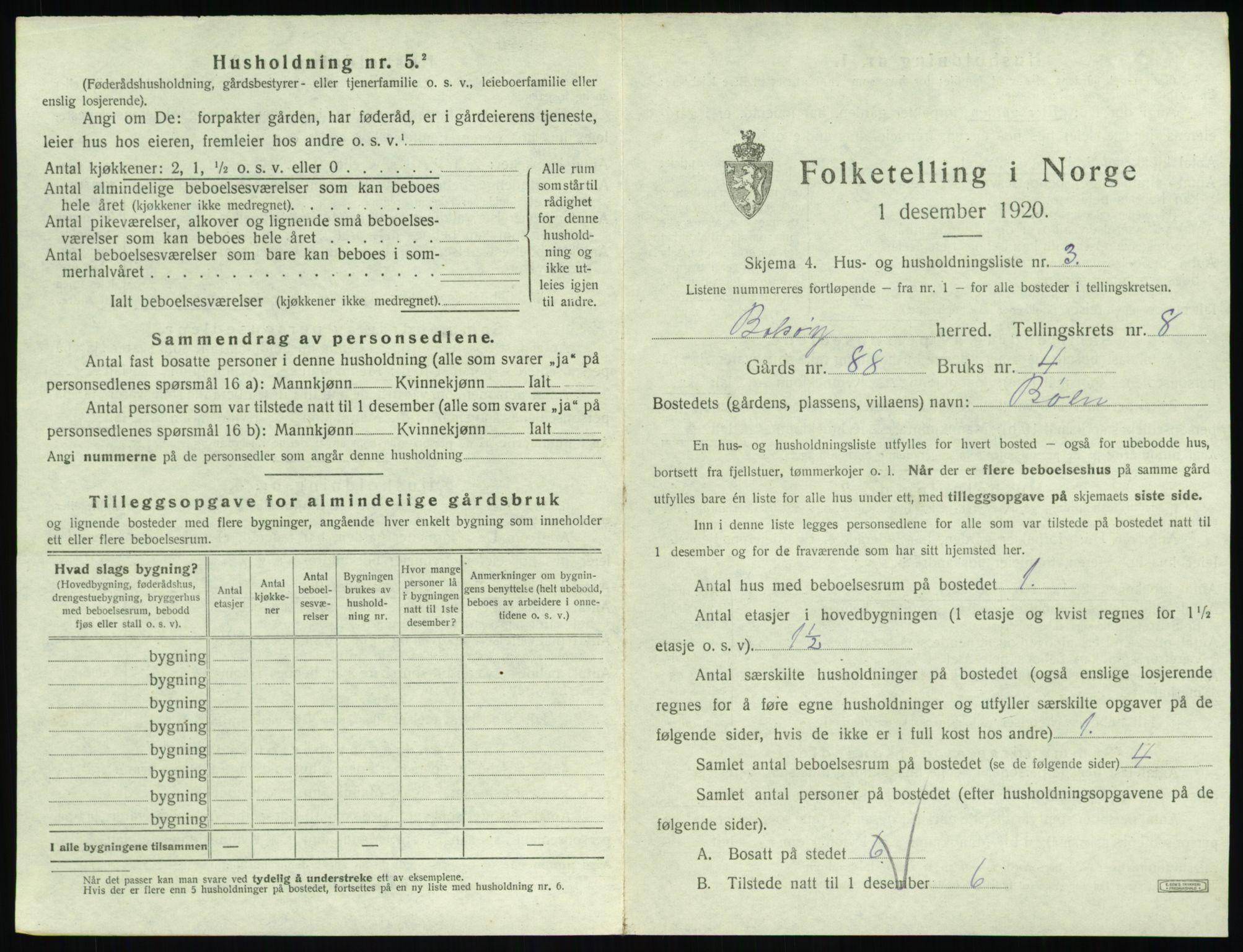 SAT, 1920 census for Bolsøy, 1920, p. 1299