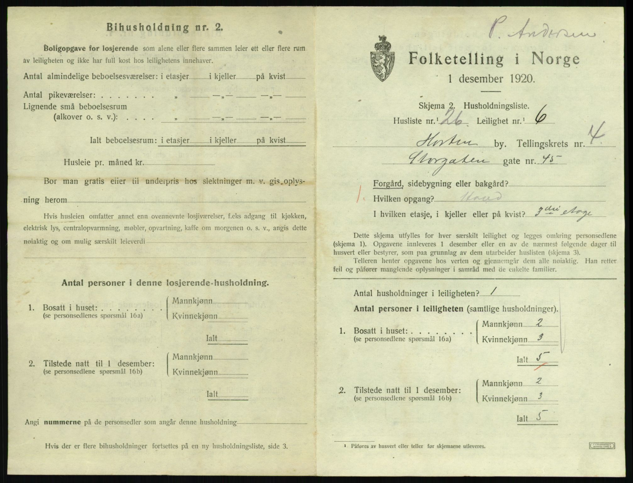 SAKO, 1920 census for Horten, 1920, p. 4931