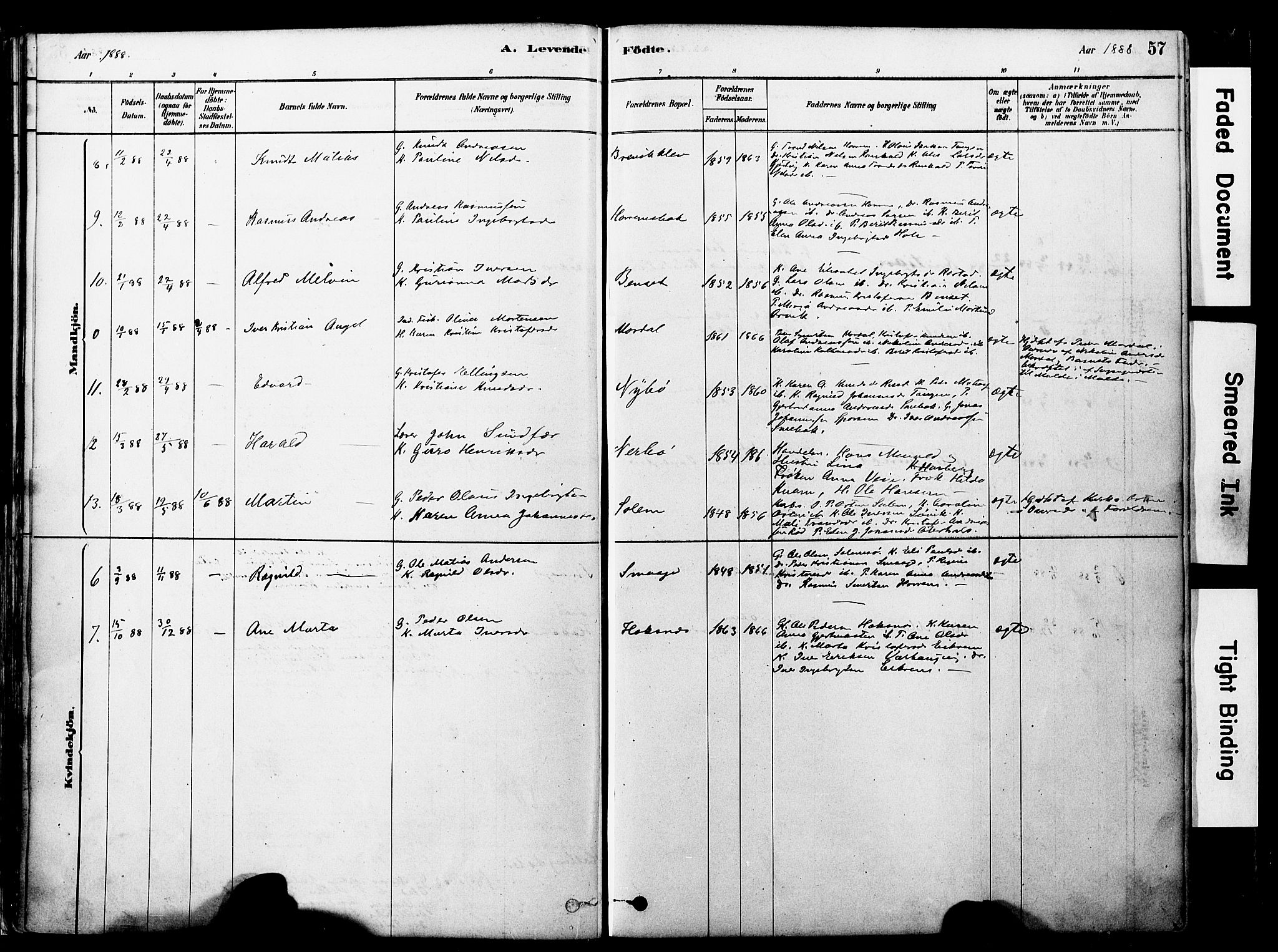 Ministerialprotokoller, klokkerbøker og fødselsregistre - Møre og Romsdal, SAT/A-1454/560/L0721: Parish register (official) no. 560A05, 1878-1917, p. 57